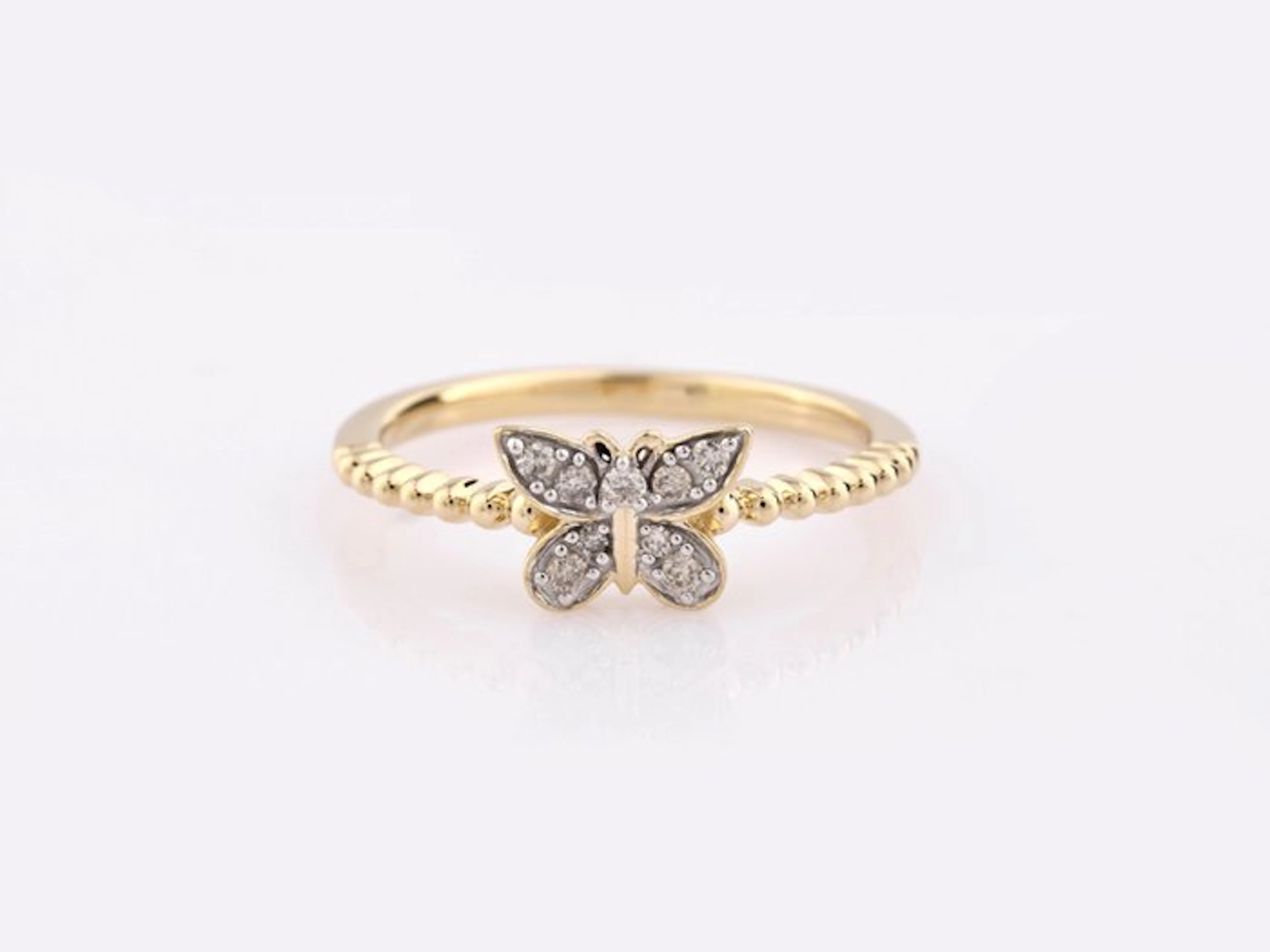 Ring - 14 kt. Yellow gold - 0.09ct. tw. Diamond (Natural)