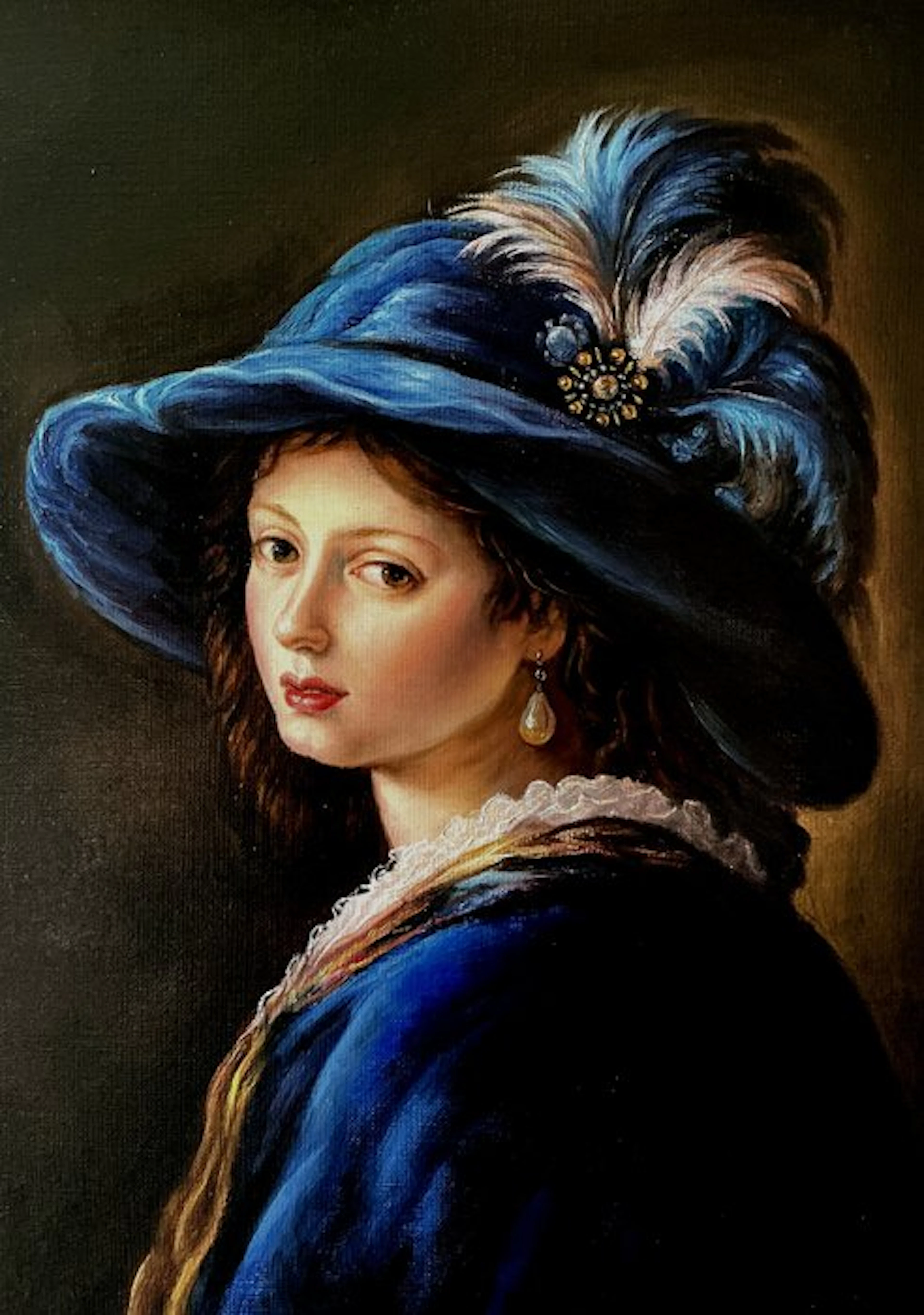 Alfonso Moreno (1947) - Dame met blauw hoet