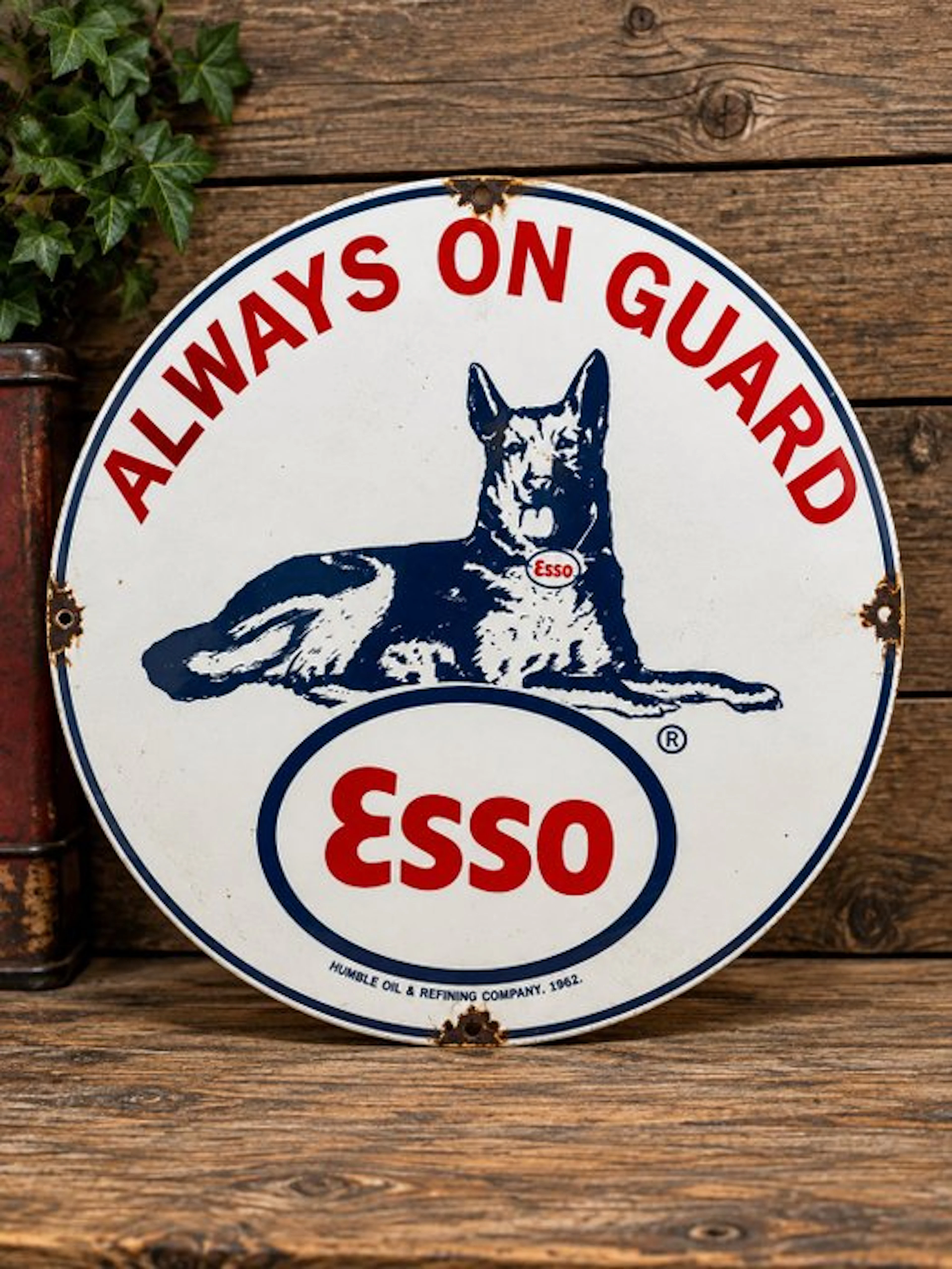 Esso - Esso Always On Guard enamel edge - Enamel sign - Enamel