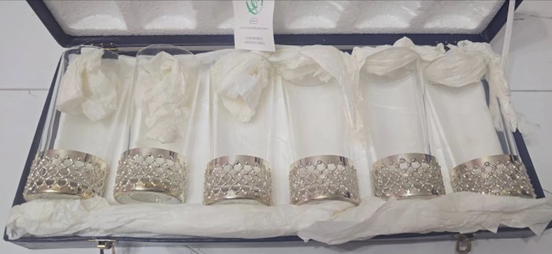 Drinking set for 6 (6) - tumbler - .800 silver - Table glassware set