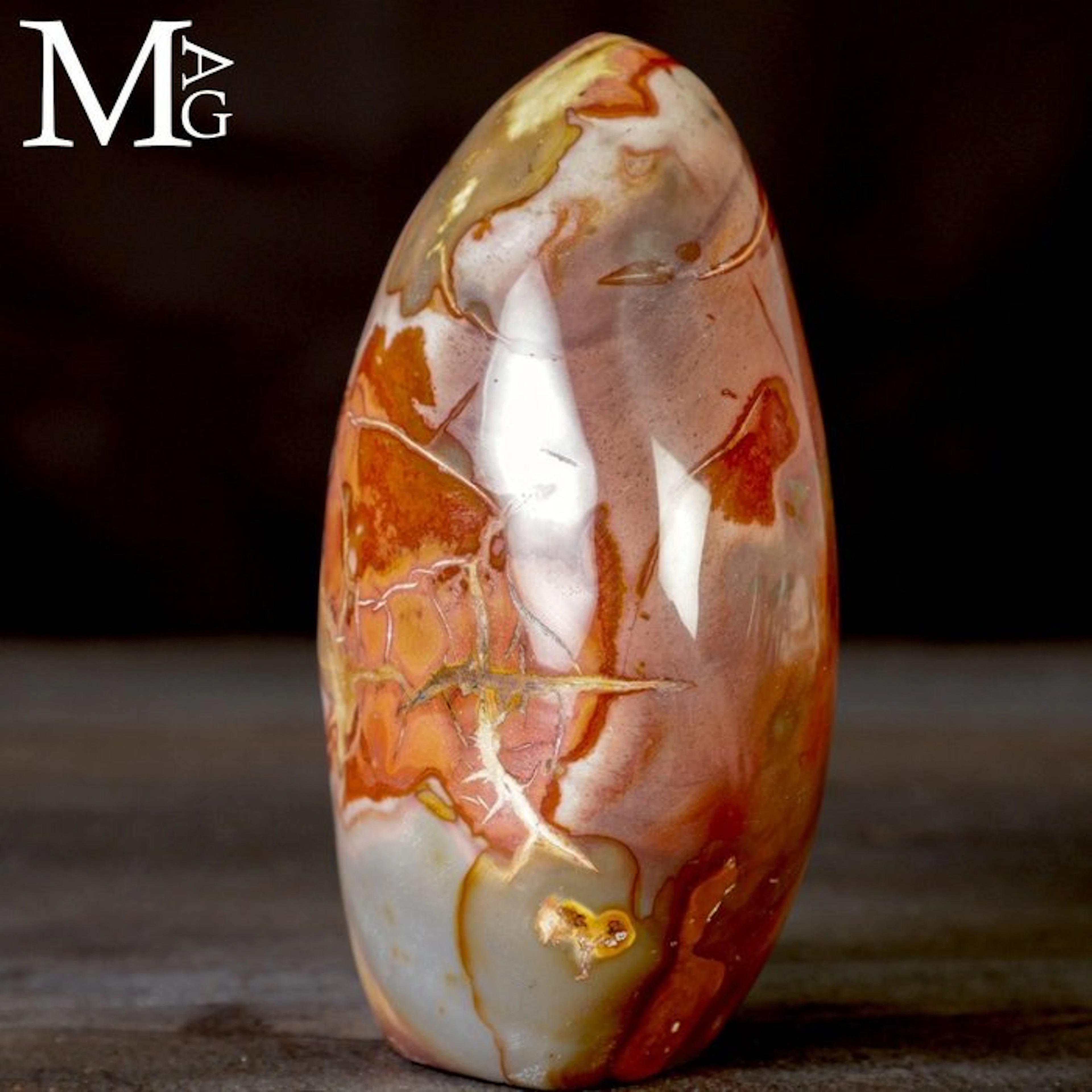 Diaspro polichromo del Madagascar – Scultura levigata in...
