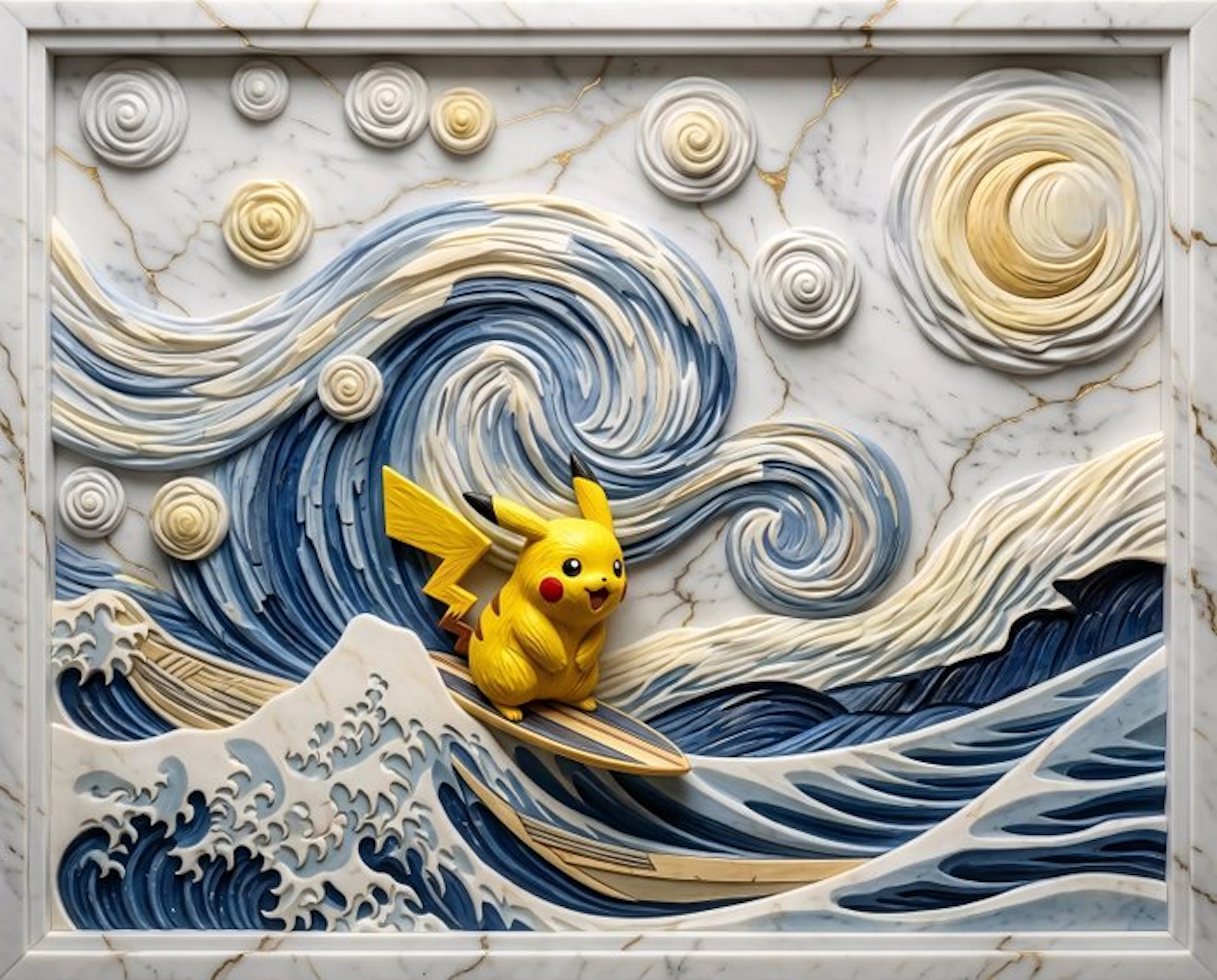 Makayhos - [Canvas] Pikachu Starry Wave – The Great Kintsugi Surf