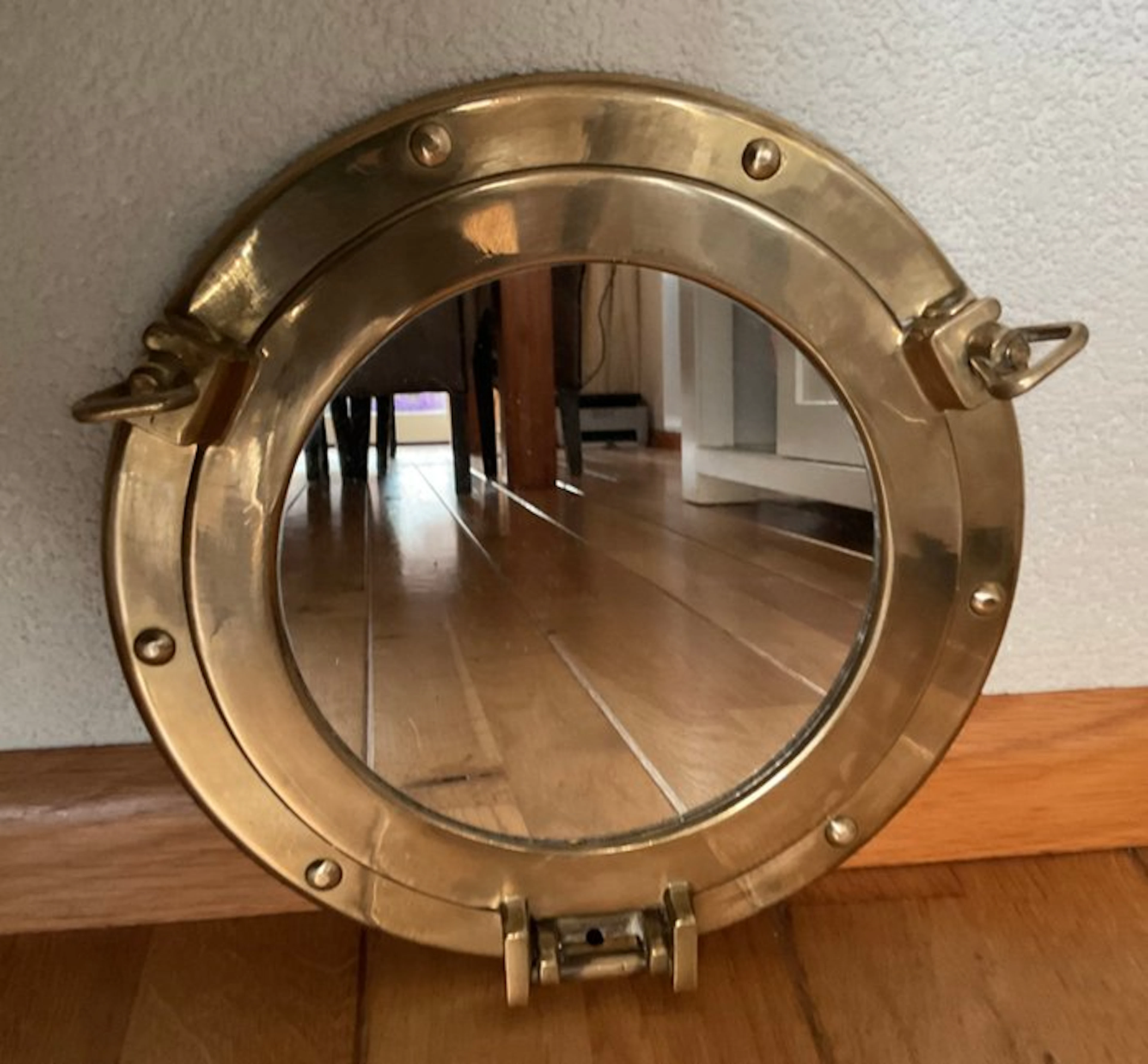 Mirror- Robust Copper Ship's Stern (Porthole Model) - brass glass