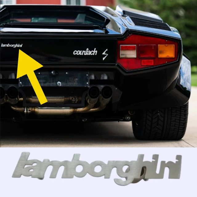Lamborghini Silver script for Countach - Original...