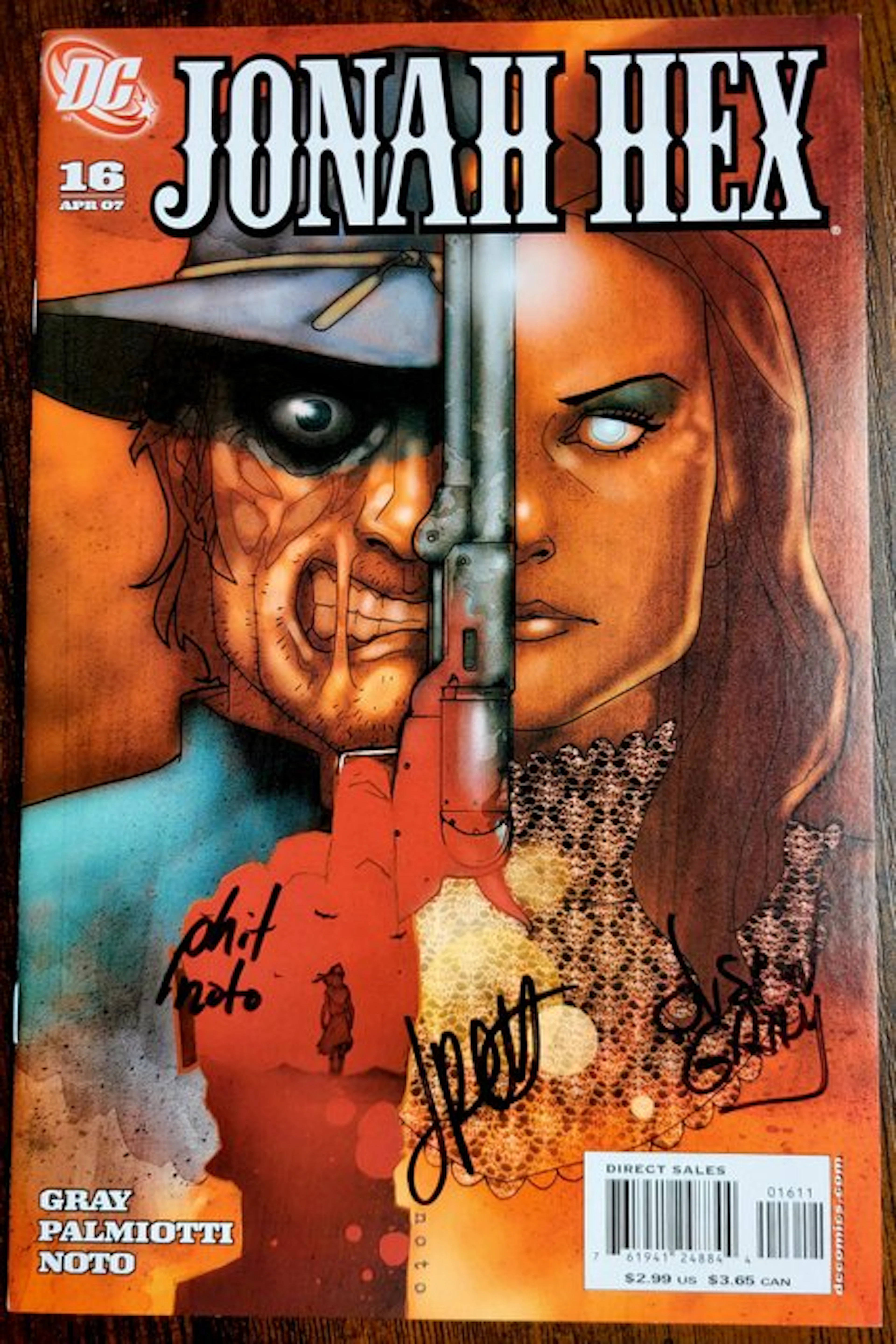 Jonah Hex #16 2007 Vintage Comics - Signed by complet team Jimmy Palmiotti