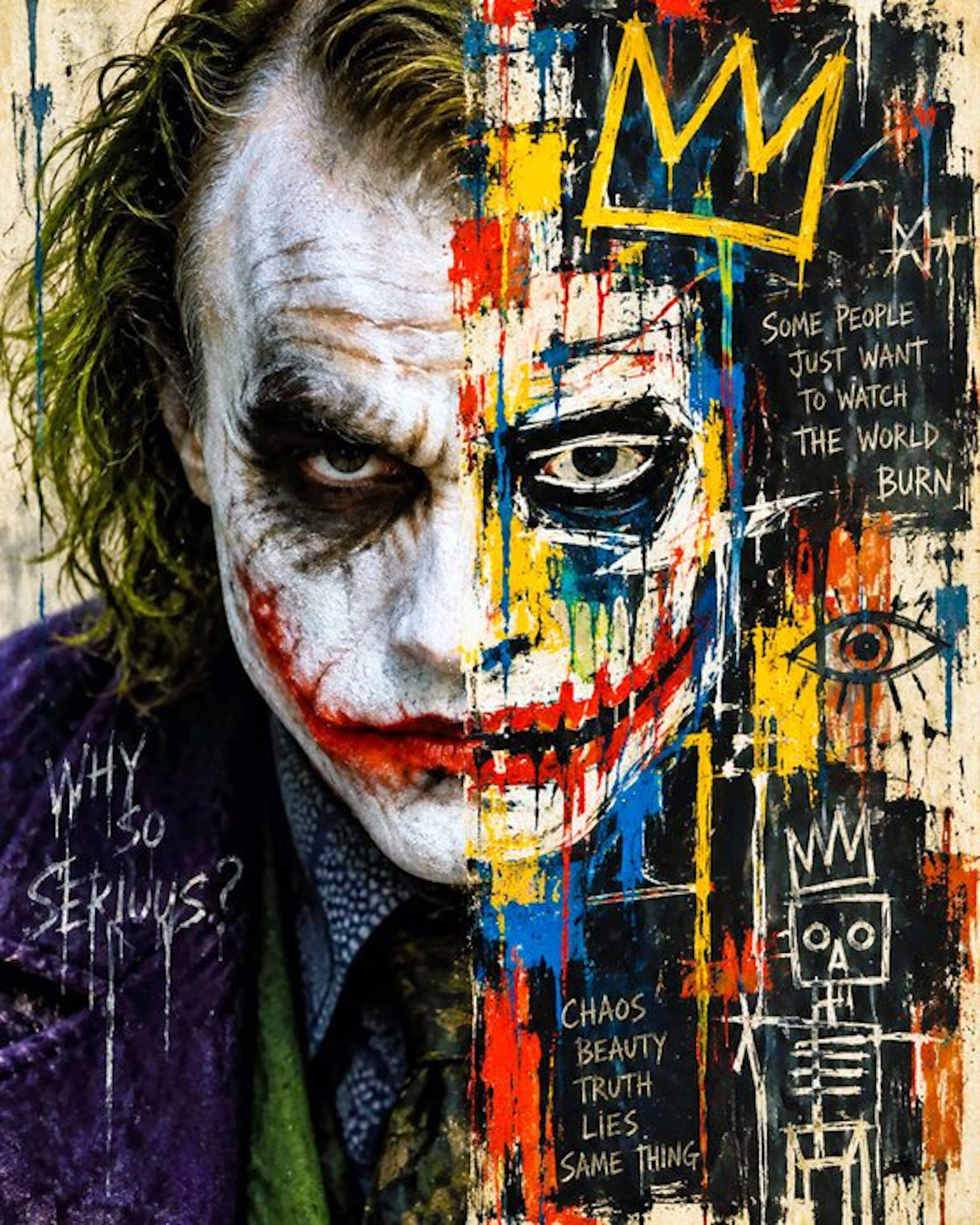 Joker - " CHAOS KING" con stile artistico Basquiat - Artbox