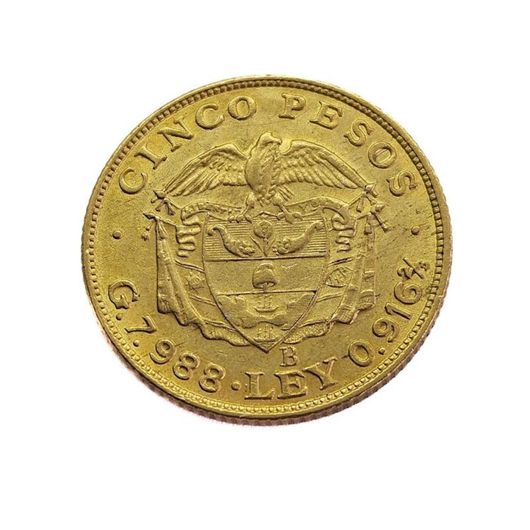 Colombia. 5 Pesos 1923 Simon Bolivar