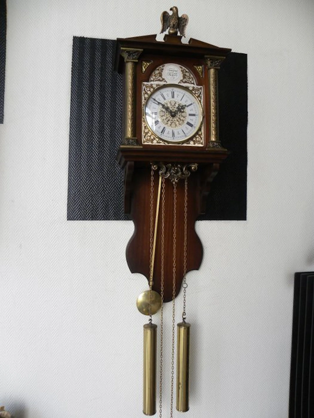 Wall clock - Wood, Copper, Glass - 1970-1980