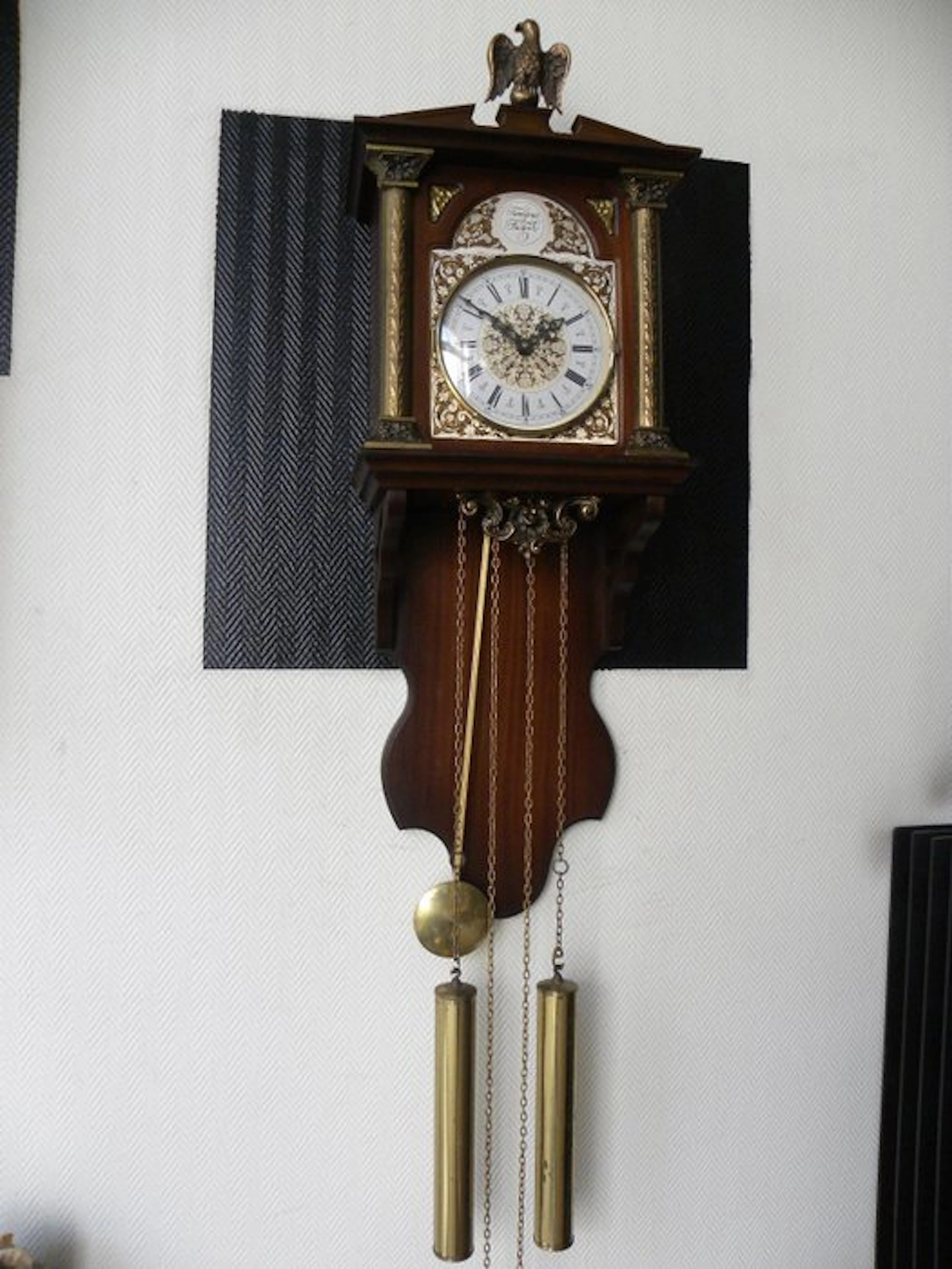 Wall clock - Wood, Copper, Glass - 1970-1980