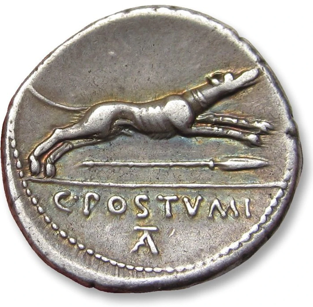 Roman Republic Denarius C. Postumius Tatius, Rome mint 74 B.C.