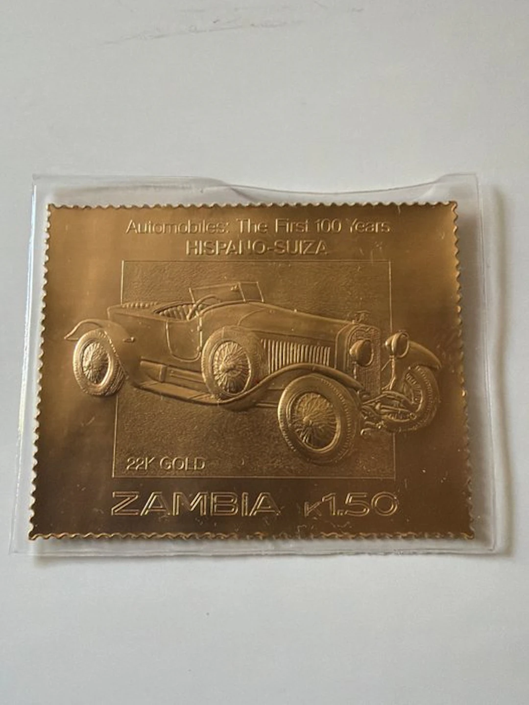 Zambia. Gold medal Hispano Suiza Boulogne, 1/50 Oz (.917) (No reserve price)