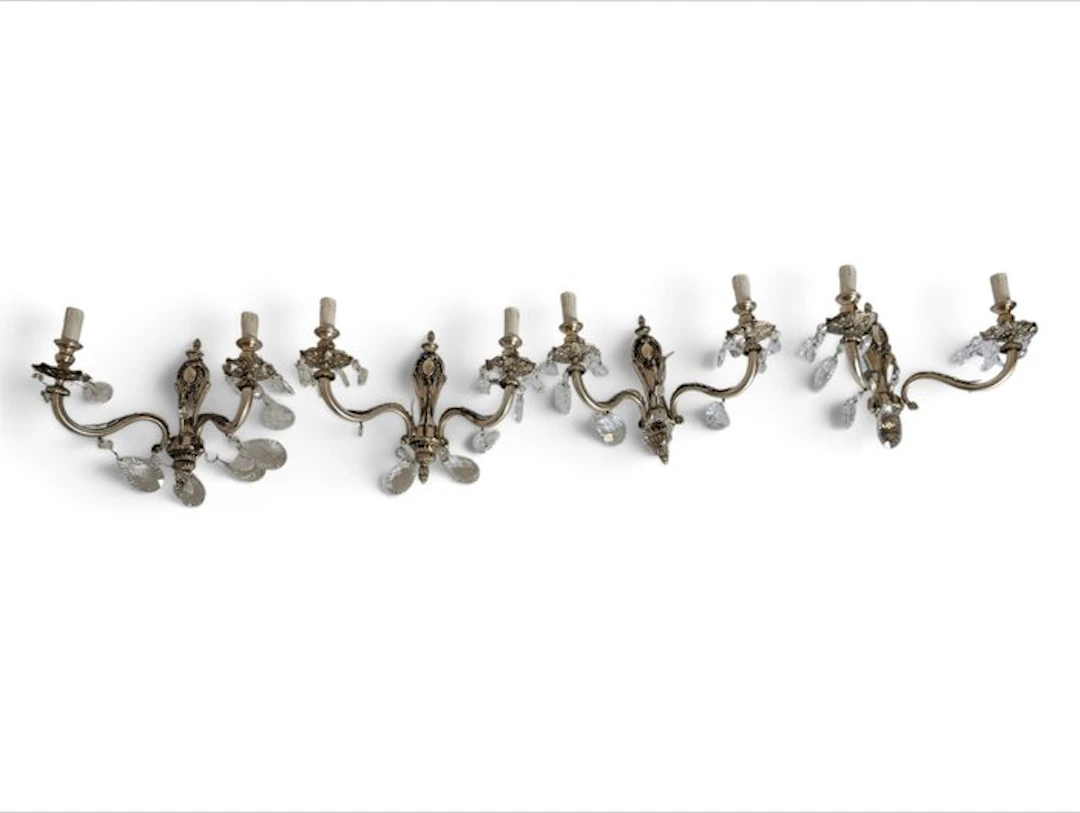 Wall sconce (4) - Crystal - Bronze with silver finish