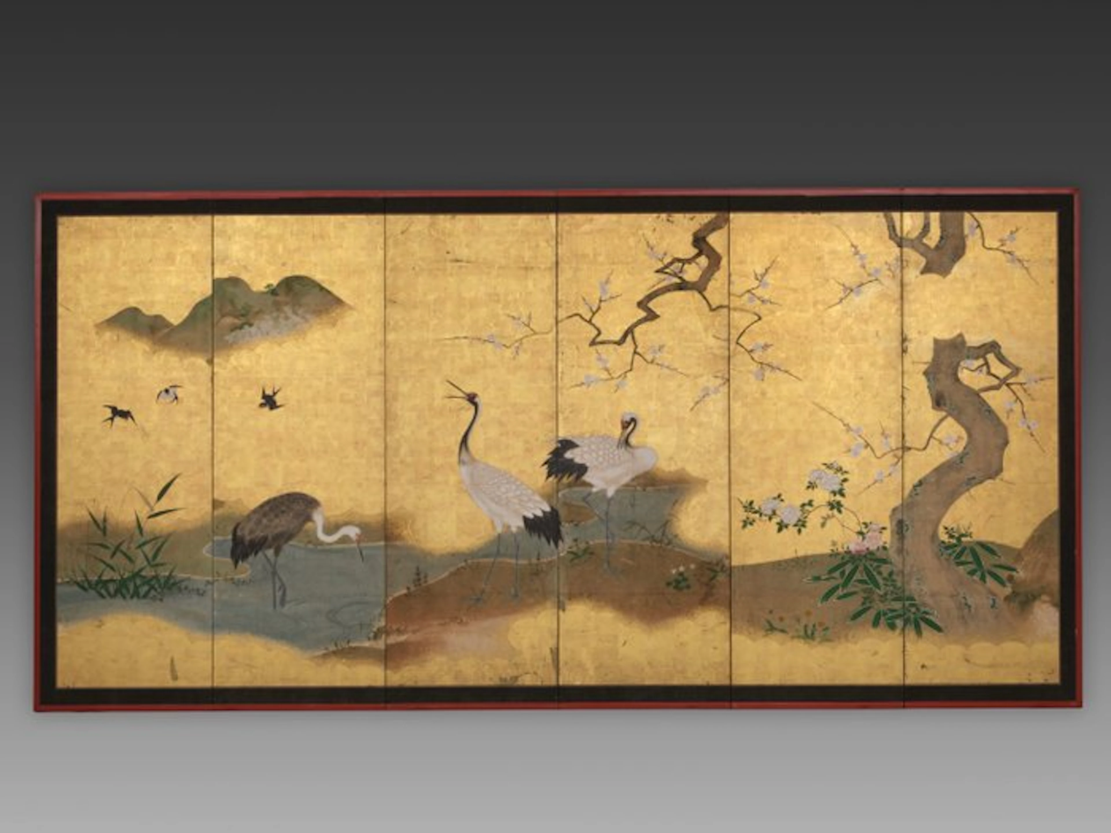 Byôbu 屏風 (folding screen) - Lacquered wood
