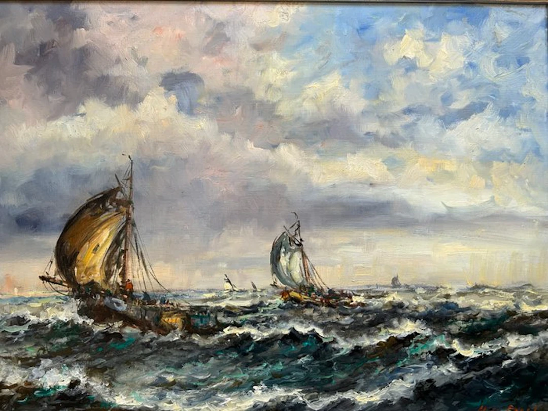 Wim Bos (1906 - 1974) - Boten op volle zee