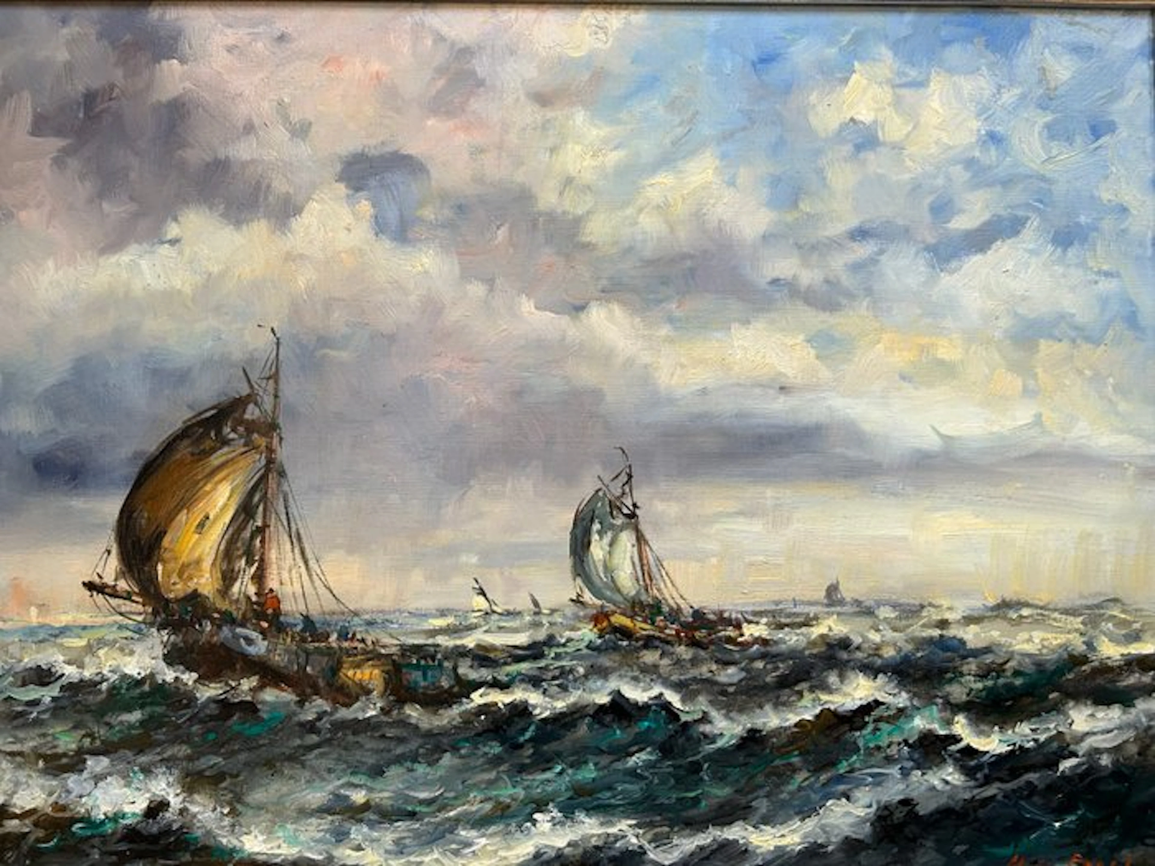 Wim Bos (1906 - 1974) - Boten op volle zee