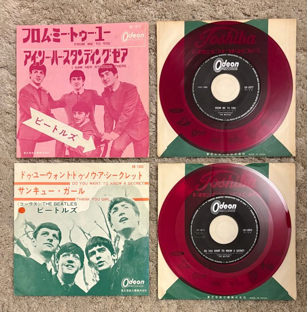 Beatles - Set of Two Japanese RED VINYL Singles – RARE...