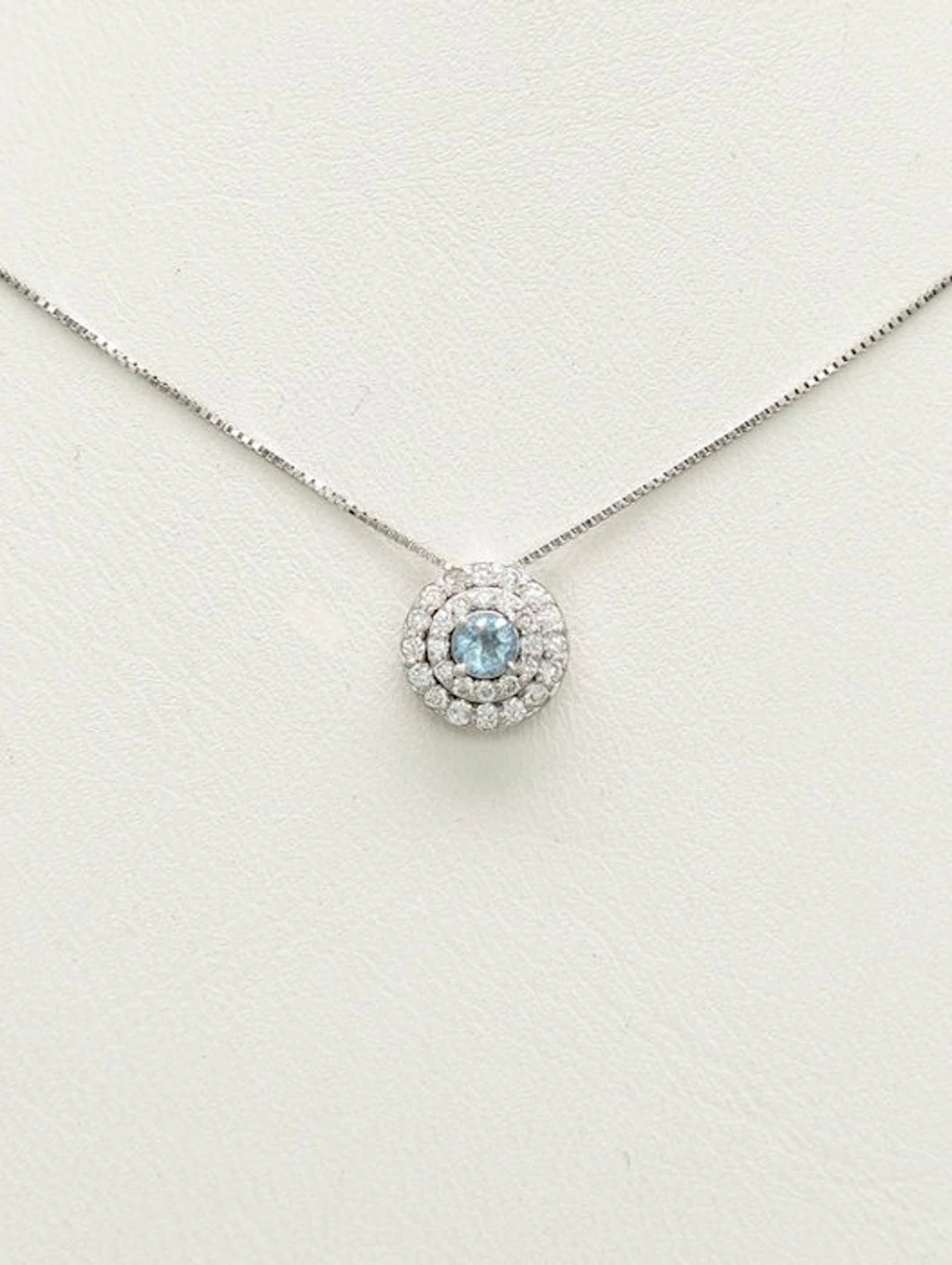 No reserve price - Necklace - 14 kt. White gold Aquamarine - Diamond