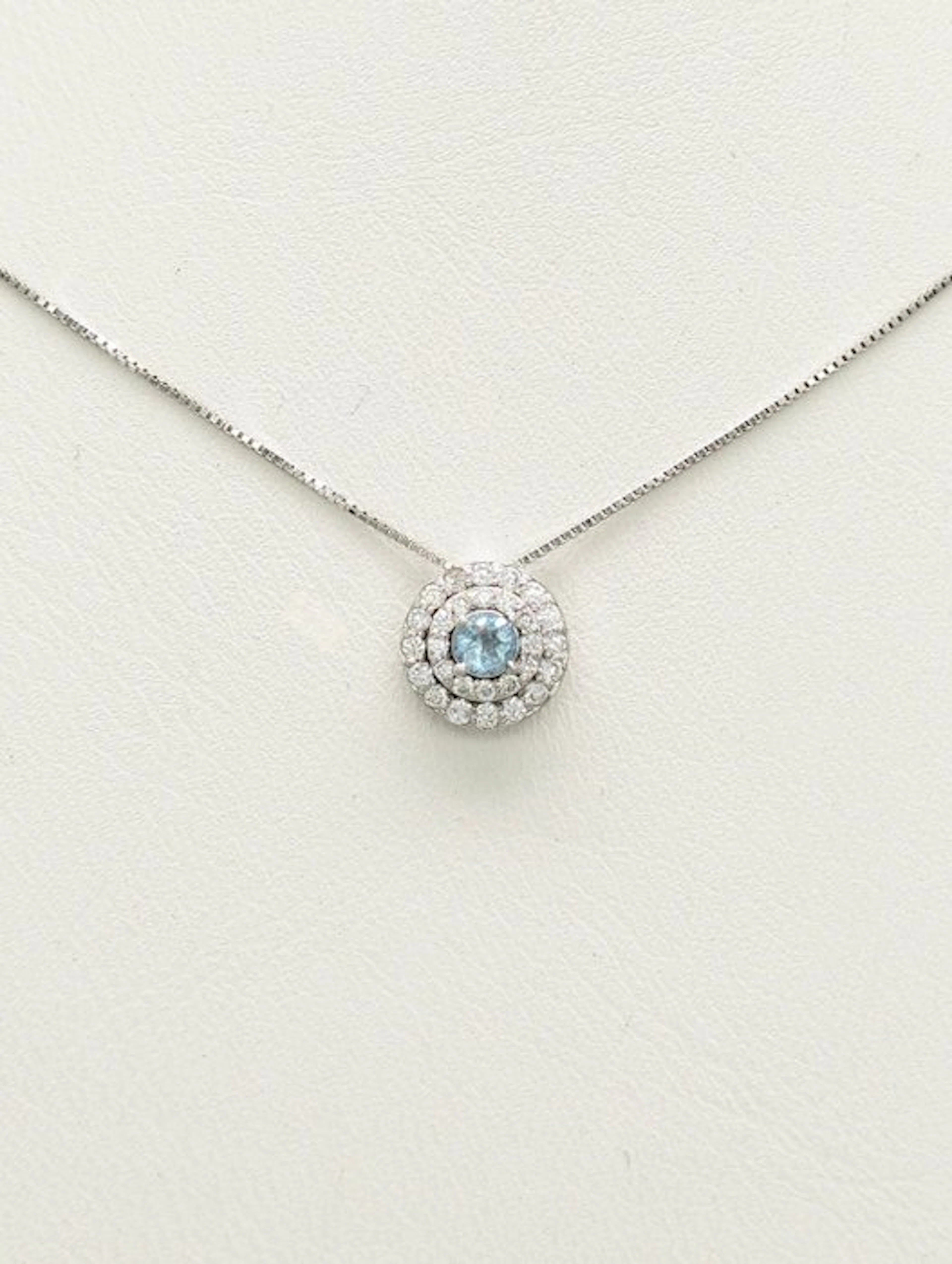 No reserve price - Necklace - 14 kt. White gold Aquamarine - Diamond