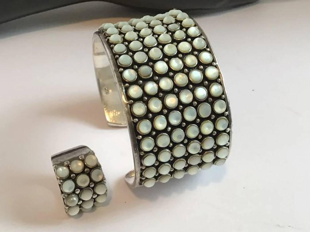 No reserve price - 2 piece jewellery set Silver Pearl - 925 silver bracelet