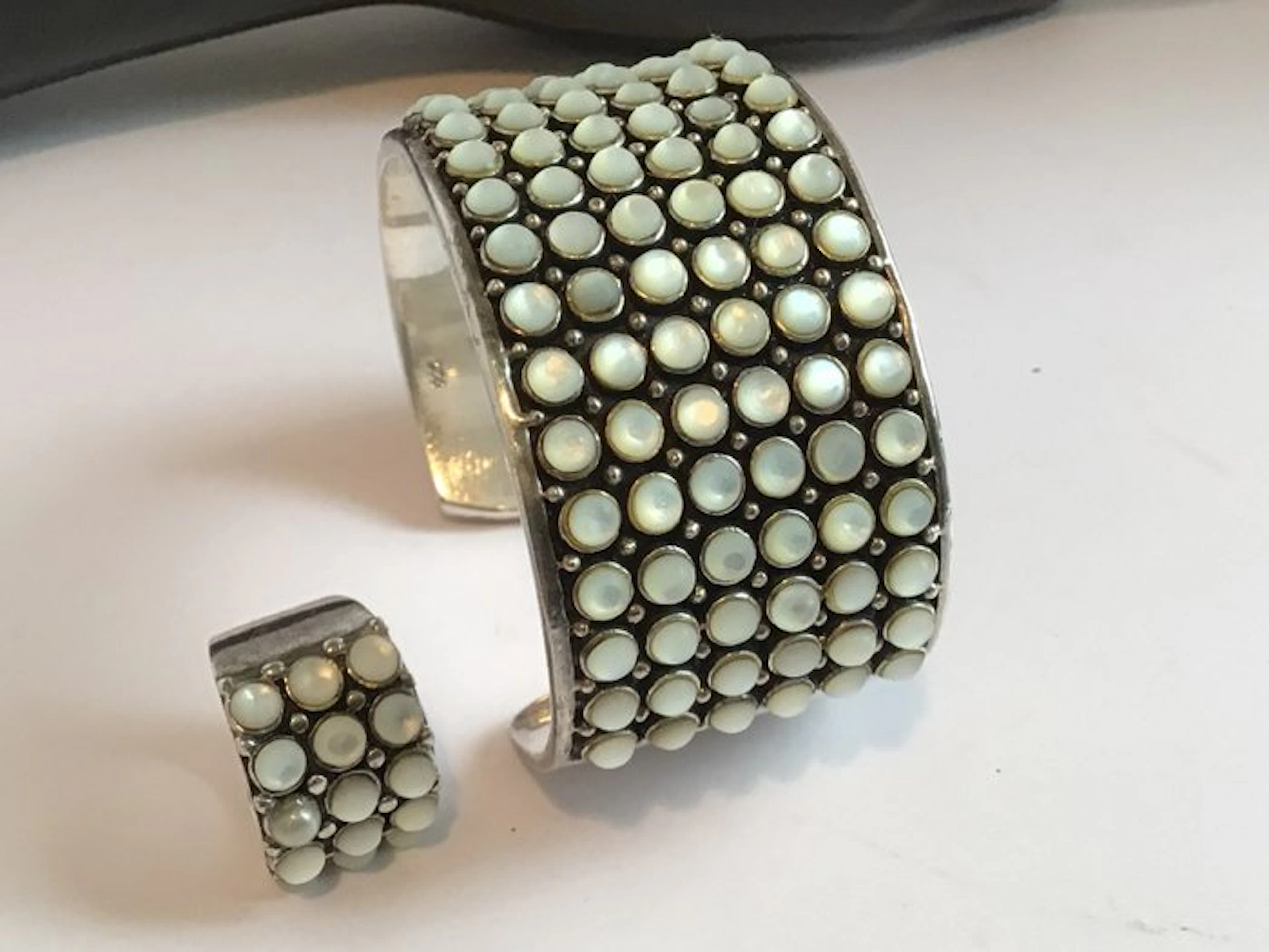 No reserve price - 2 piece jewellery set Silver Pearl - 925 silver bracelet