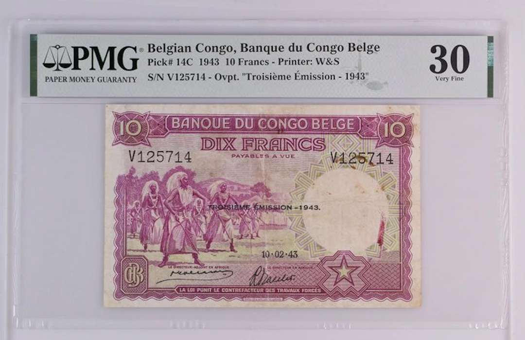 Belgian Congo. - 10 Francs - 1943 - Pick 14C (No reserve price)