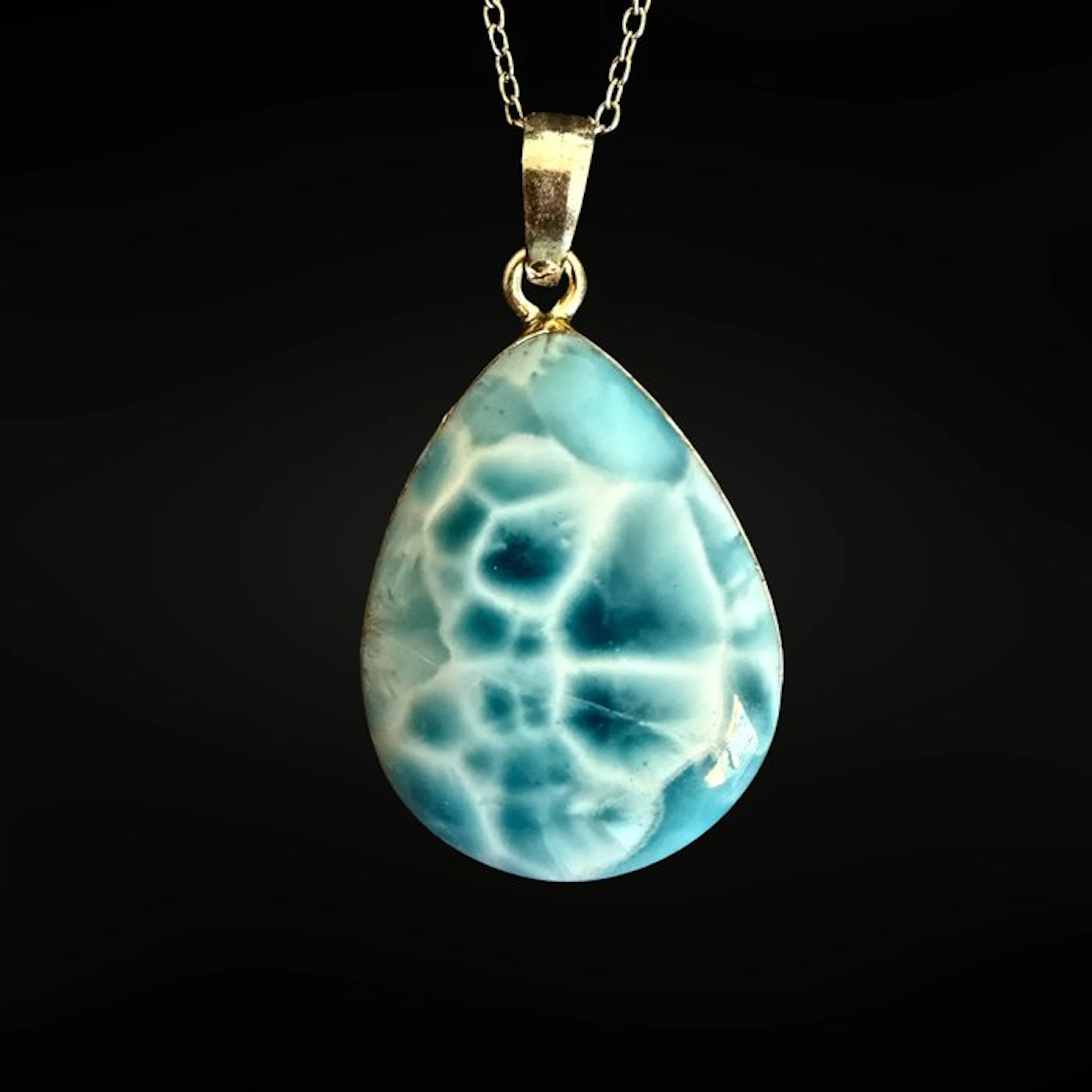 Magnificent Larimar Pendant - 925 silver Pendant - Height...