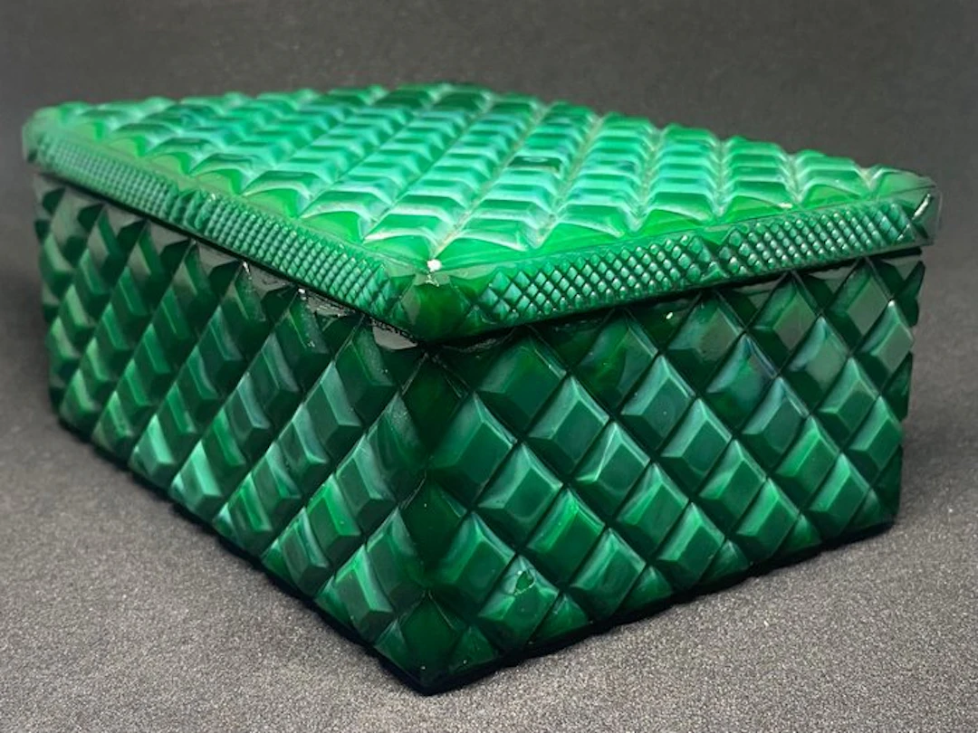 Jewellery box - Crystal - Bohemian Malachite Glass