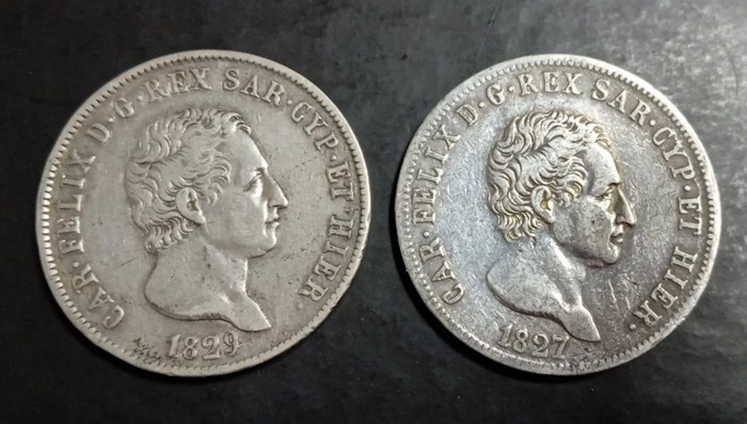 Italy, Savoy Carlo Felice. 5 Lire 1827-1829