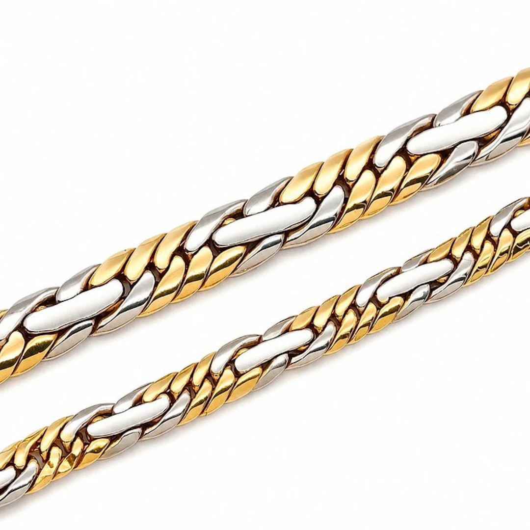 Necklace - 18 kt. Yellow gold, White gold - Made in Italy - Handmade