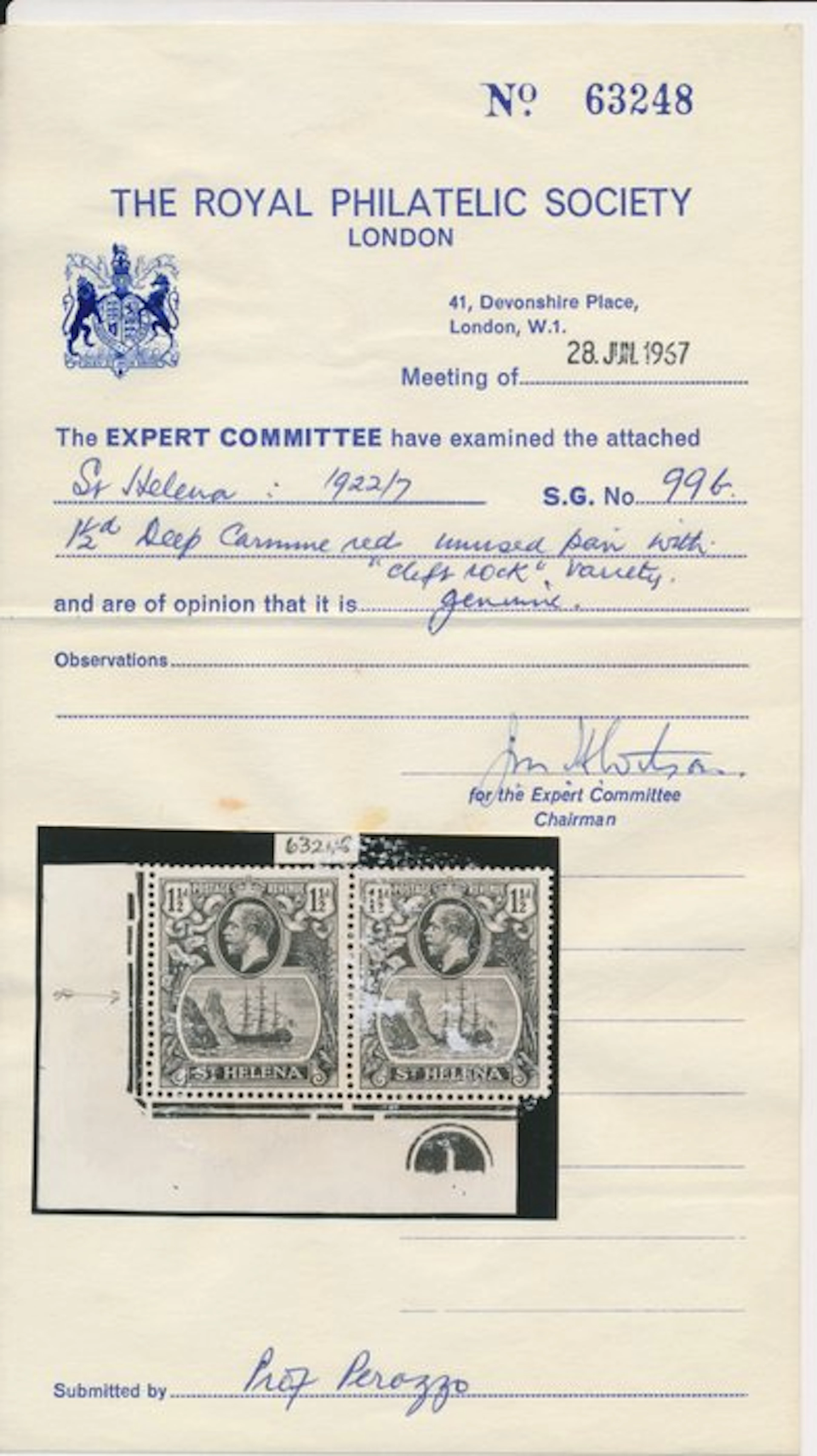 St. Helena 1922 - King George