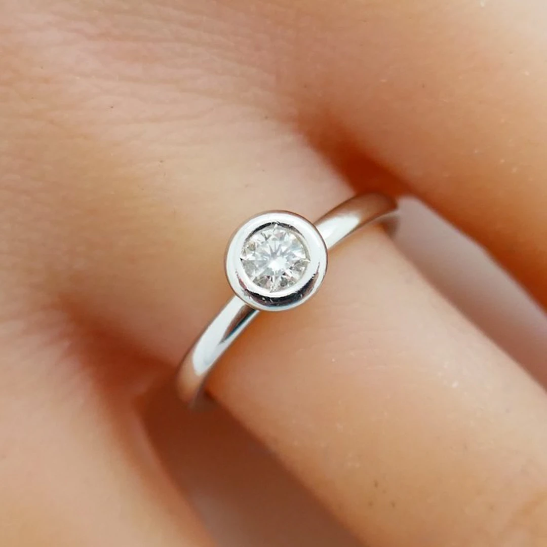 No reserve price - Ring - 18 kt. White gold - 0.25ct. tw. Diamond (Natural)