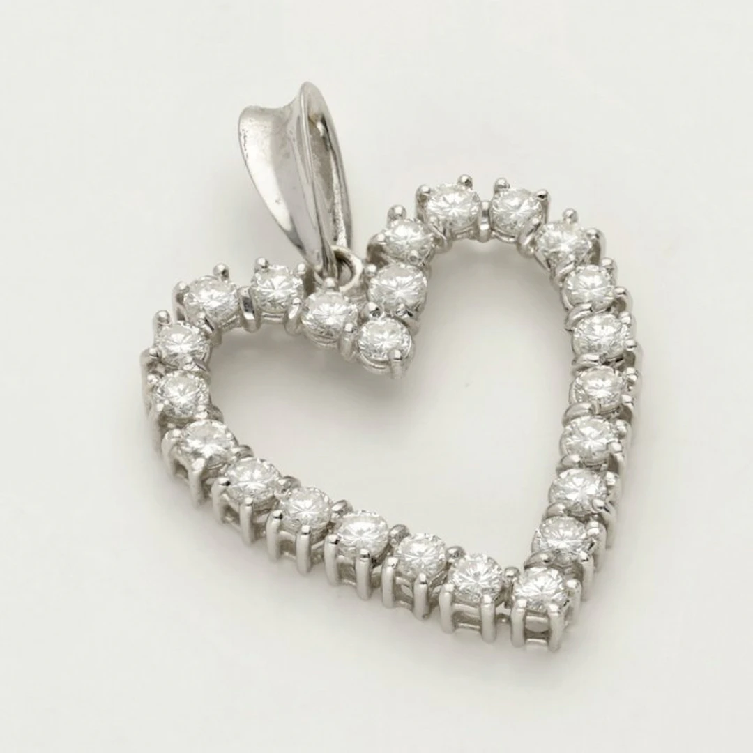 Pendant - 18 kt. White gold - 1.40ct. tw. Diamond (Natural)