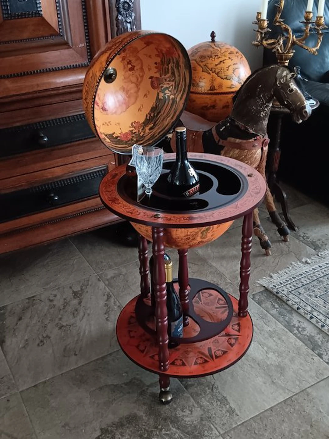Liquor cabinet - wine or beverage bar - wood metal