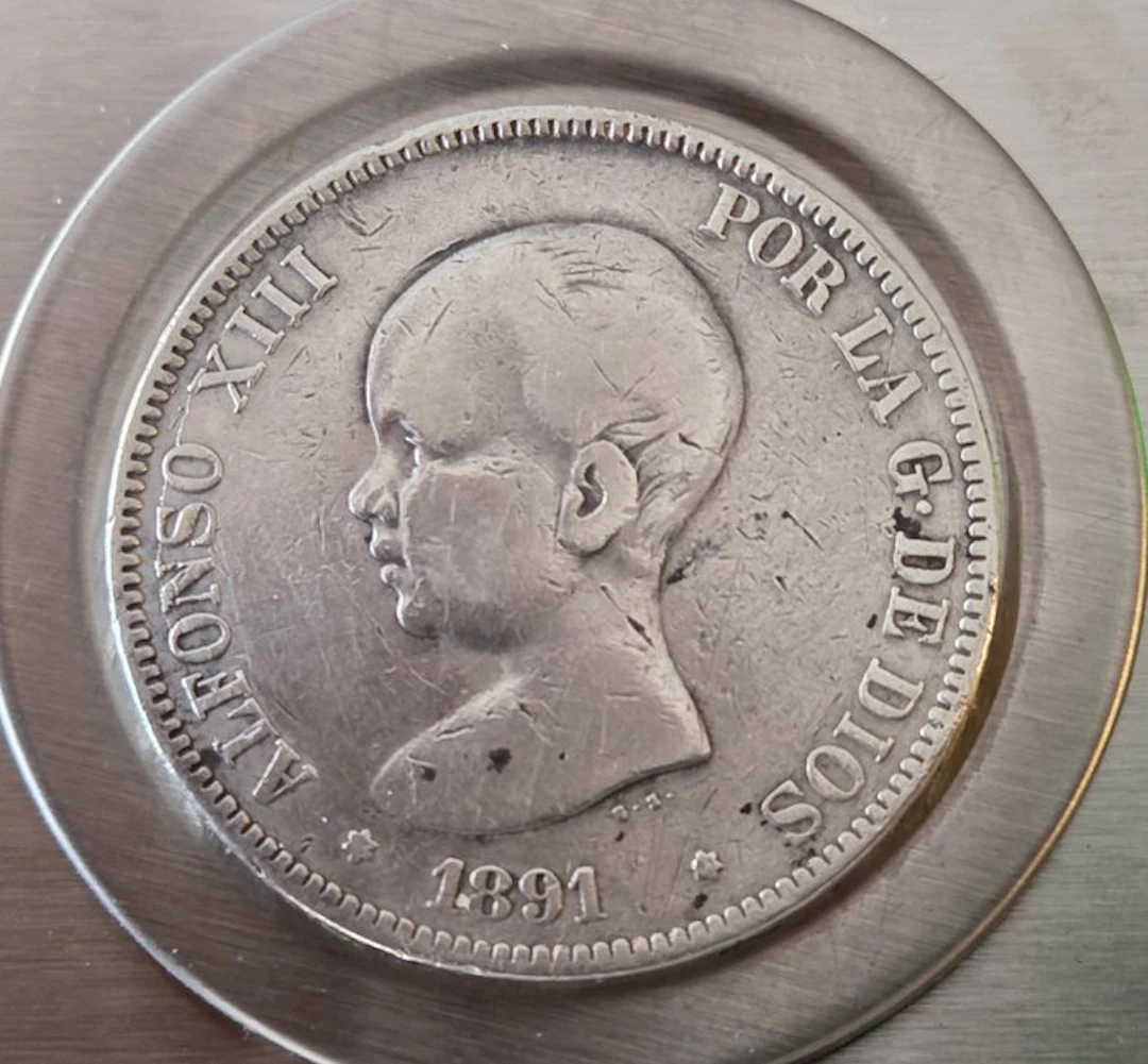 Spain. Alfonso XIII. 5 Pesetas 1891*91 PGM (No reserve price)