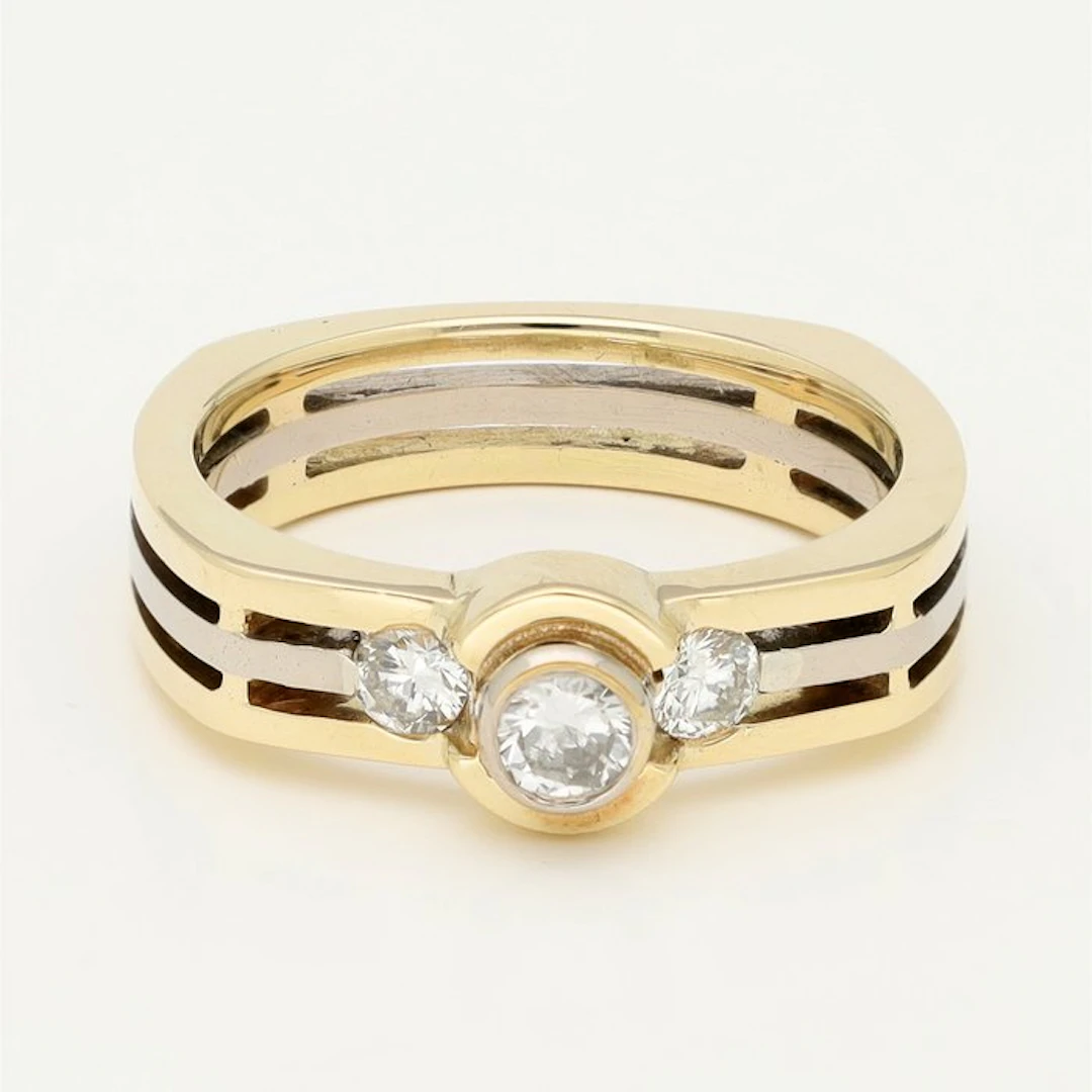 Ring - 14 kt. Yellow gold, White gold Diamond (Natural)