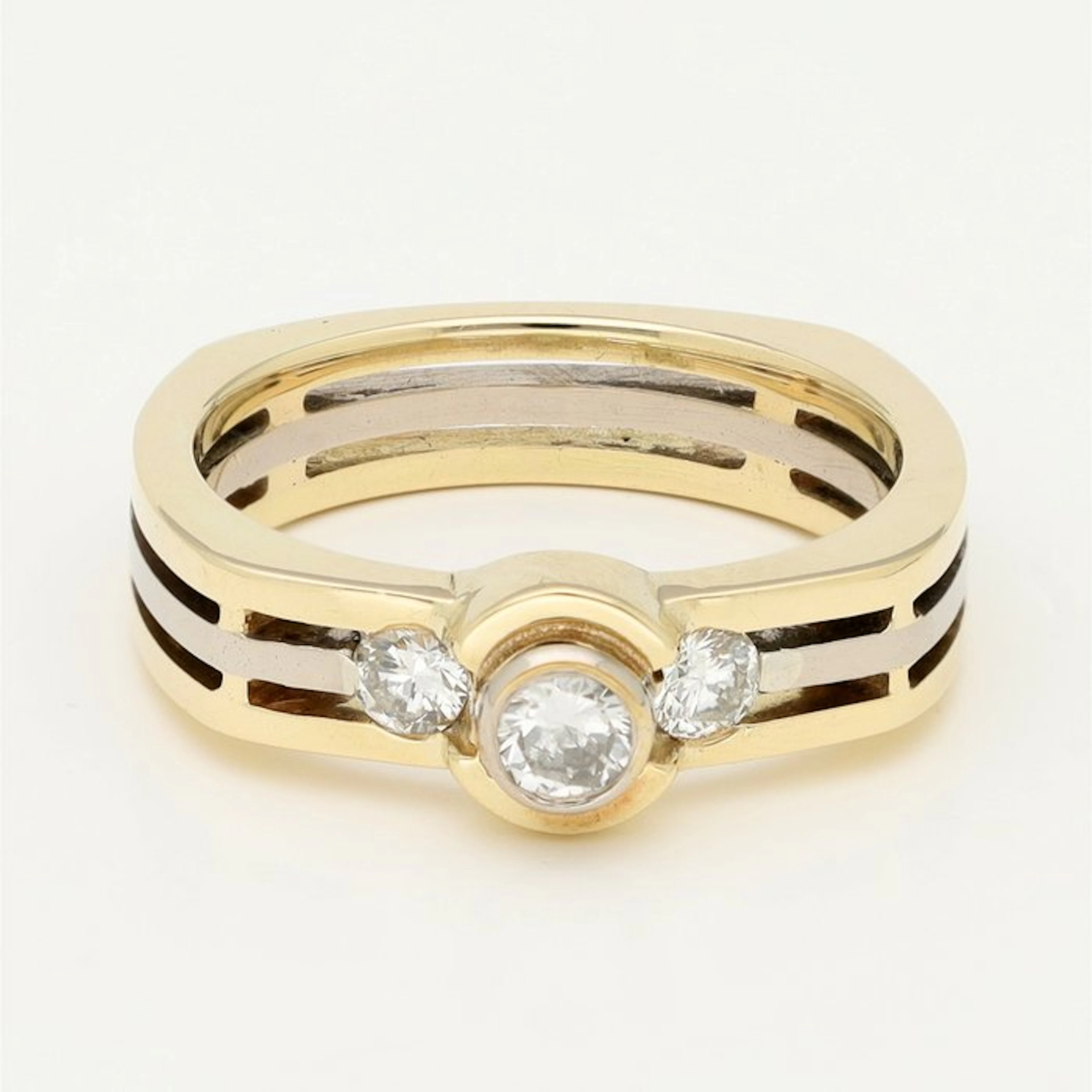 Ring - 14 kt. Yellow gold, White gold Diamond (Natural)