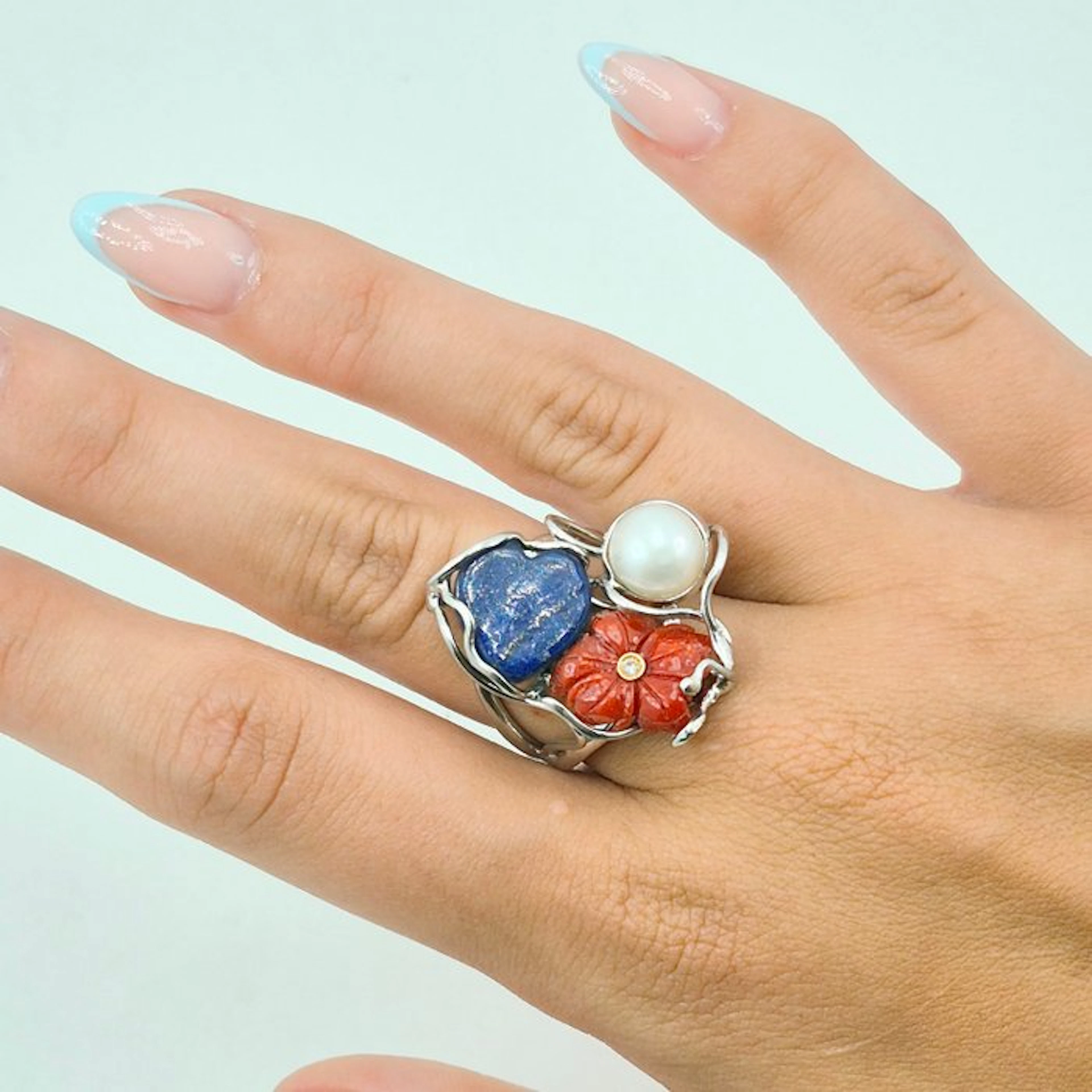 Coral - Silver - Ring - CORALLO MEDITERRANEO