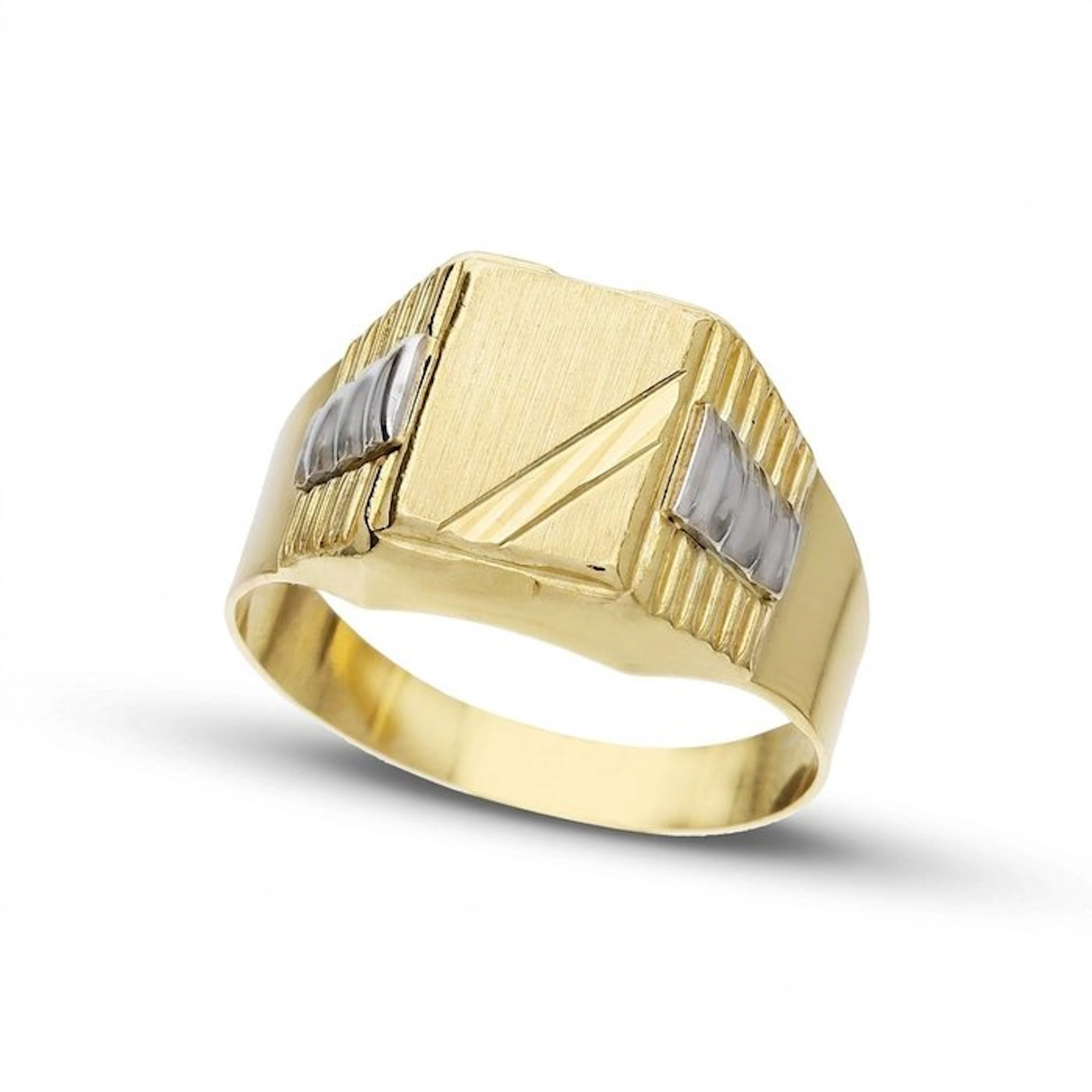 Ring - 18 kt. Yellow gold, White gold - Rectangular Shield 4.8 g