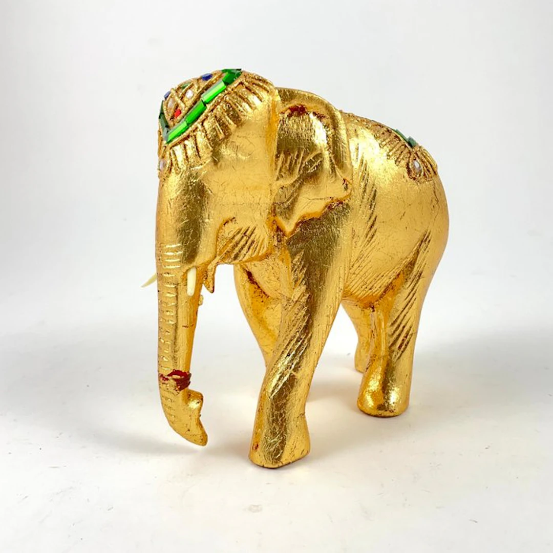 Decorative ornament - Elegant Golden Elephant - Handmade Asian Style