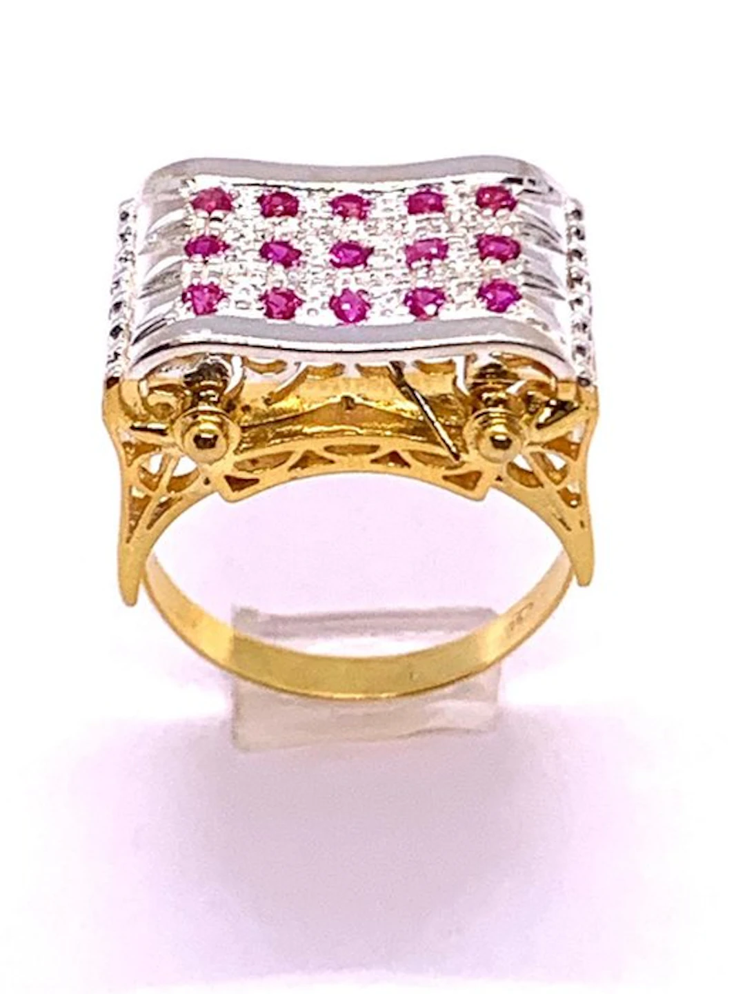 No reserve price - Ring - 9 kt. Yellow gold, Silver Ruby