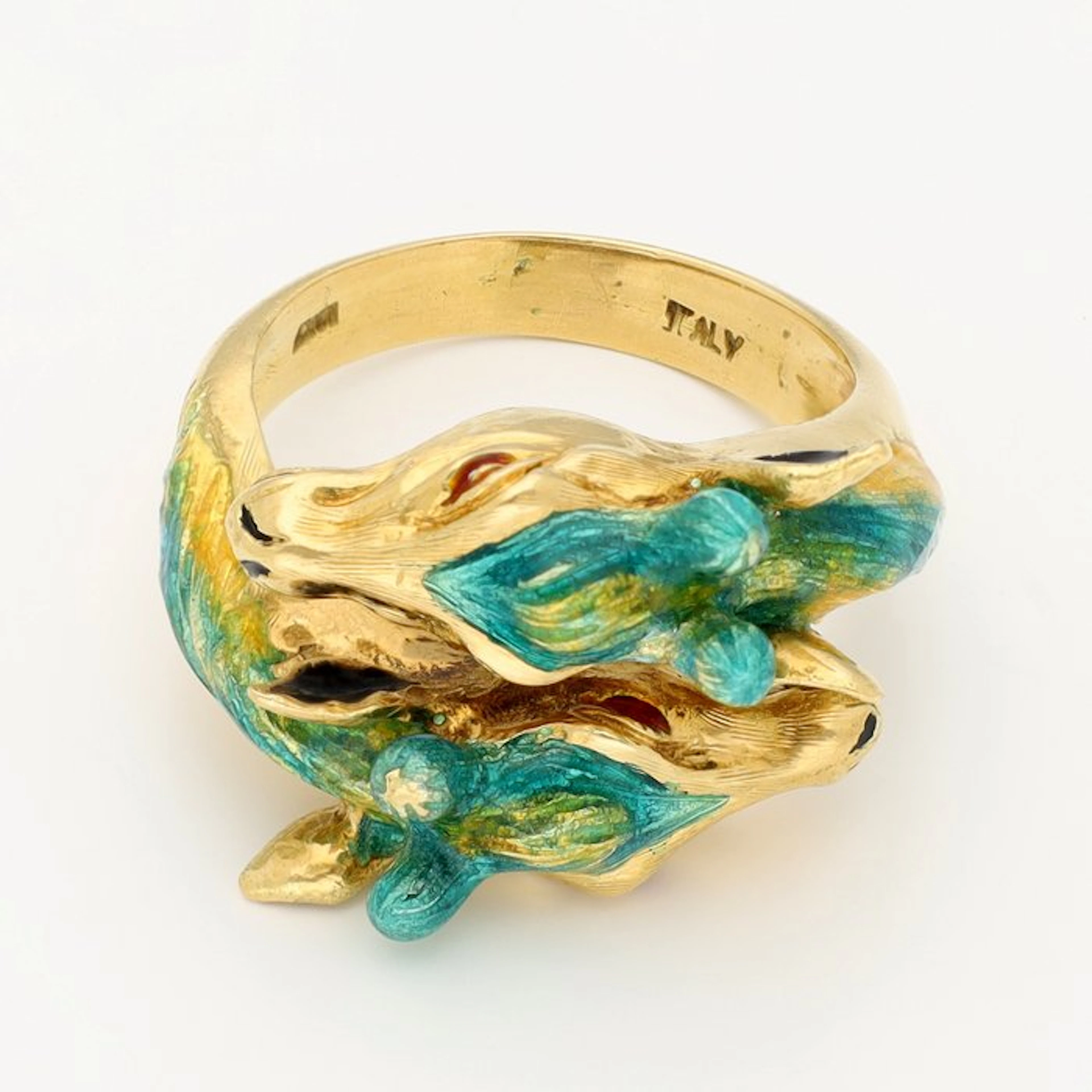 Ring - 18 kt. Yellow gold - Enamel