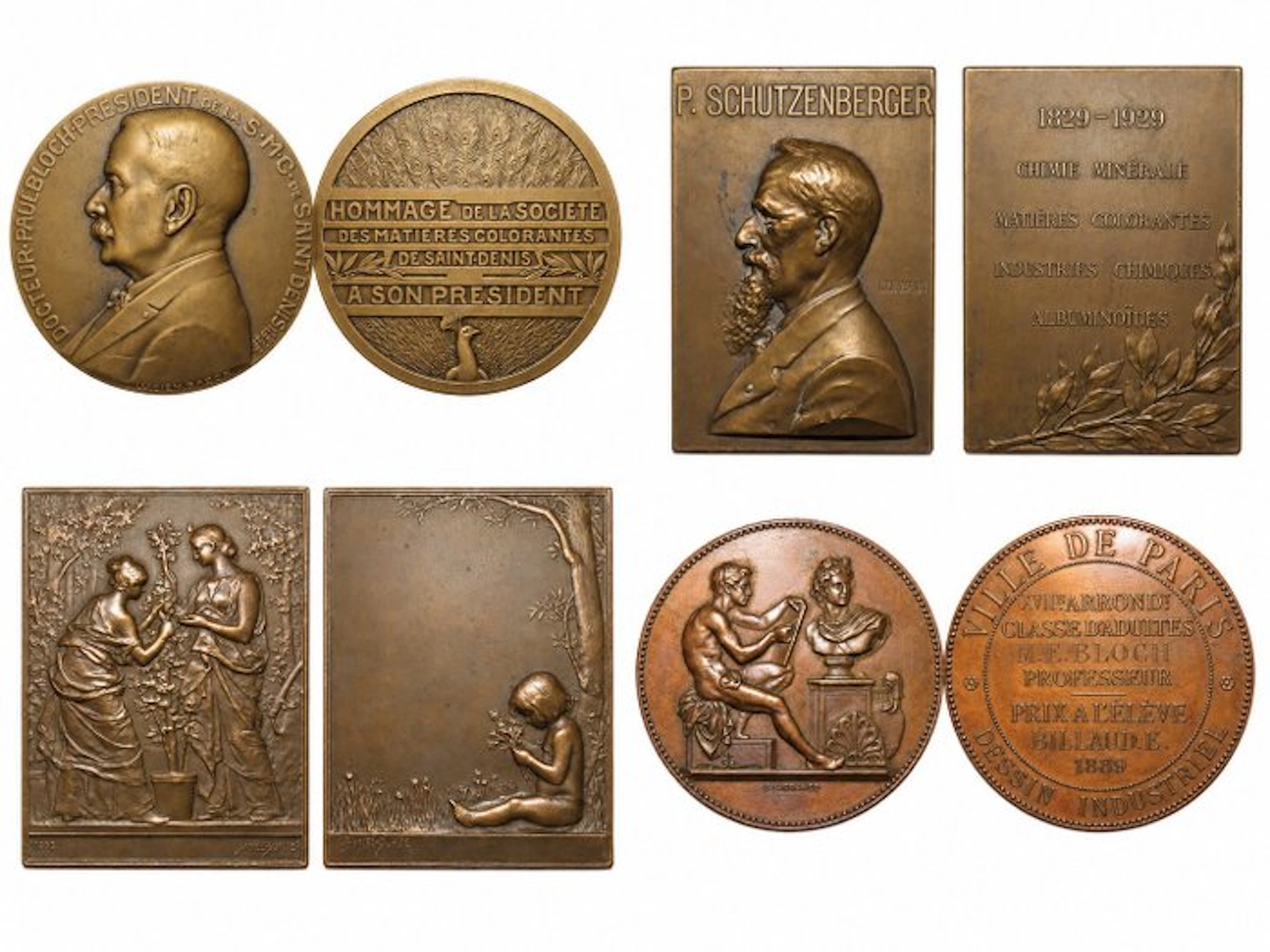 France. Lot de 4 médailles et plaquettes en bronze – Daniel-Dupuis