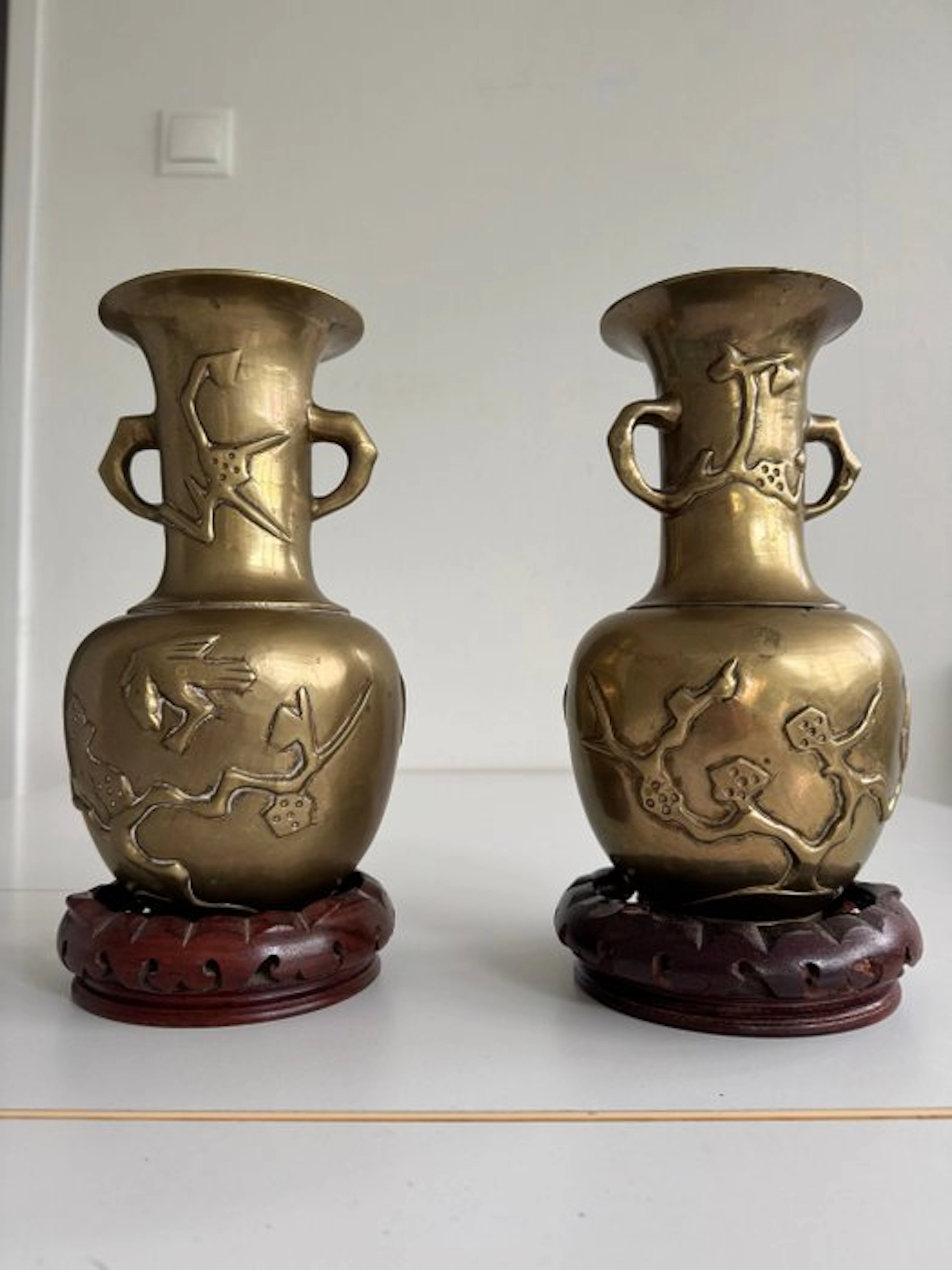 Vase - Brass - China - Chinese brass vases (No reserve price)