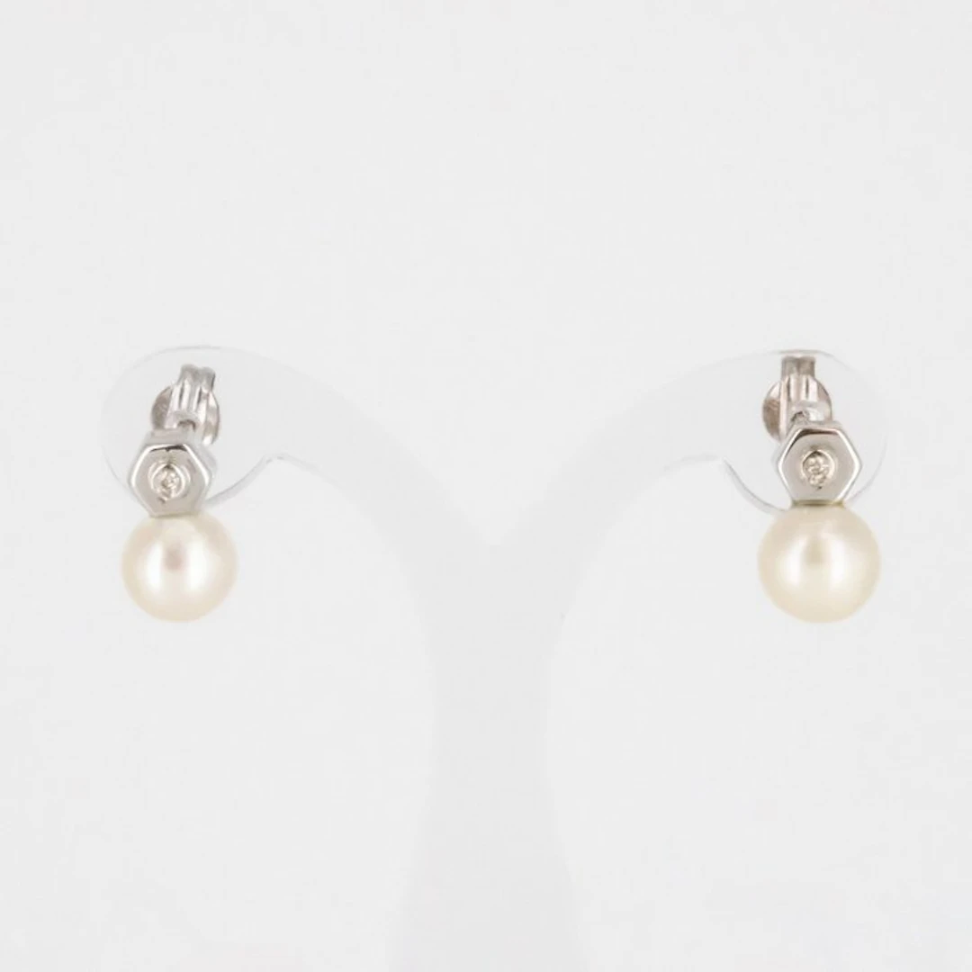 Earrings - 18 kt. White gold Diamond (Natural) - Pearl