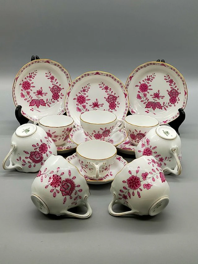 Hutschenreuther - Coffee set - Porzellan Tassen Set – Indisch Purpur