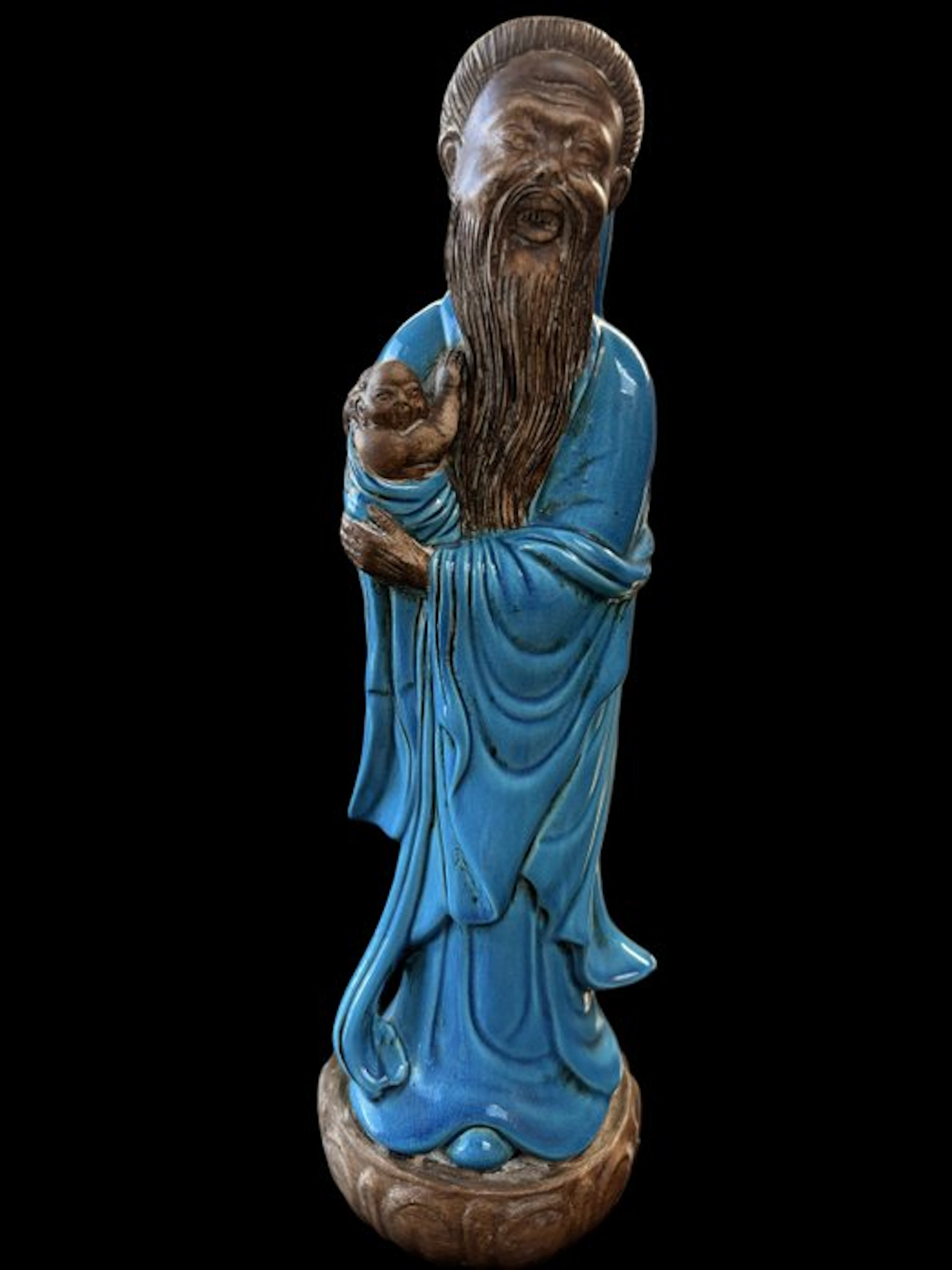 Zaccagnini (attr.) - Sculpture, Shou Lao met kind - 45 cm - Ceramic, Glaze