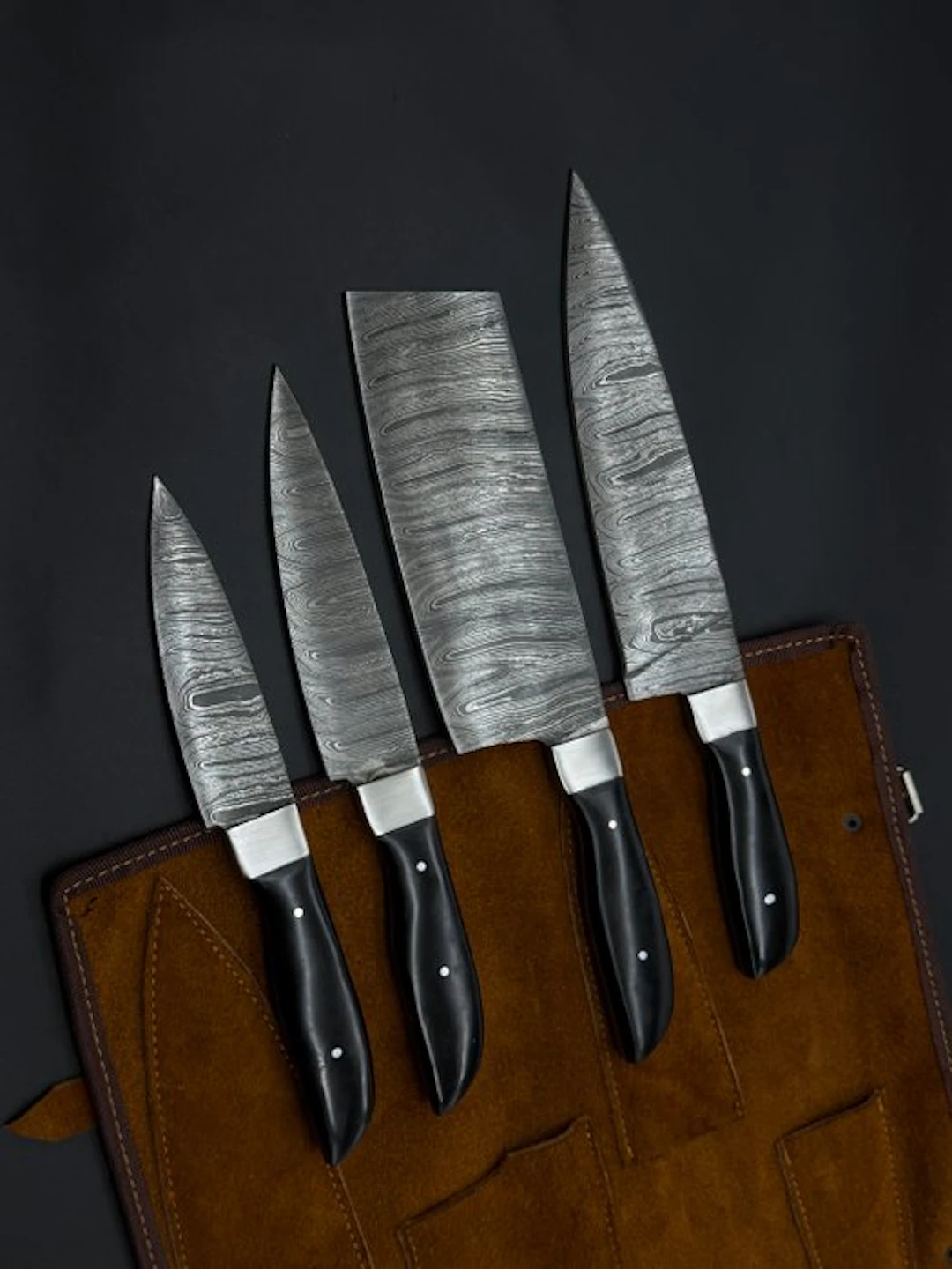 Japanese Style Kitchen Knife SET With Leather BAG...