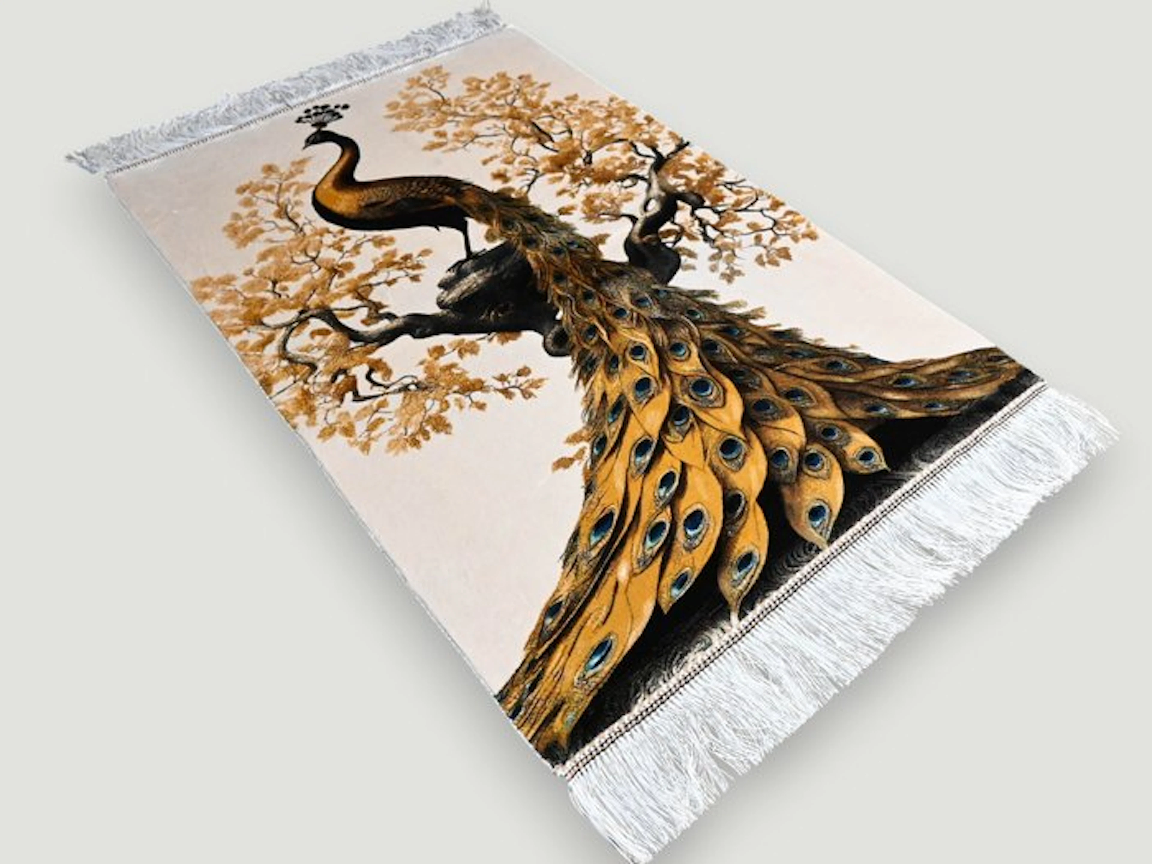 Pictoral silk Peacock - Rug - 90 cm - 60 cm - unused condition