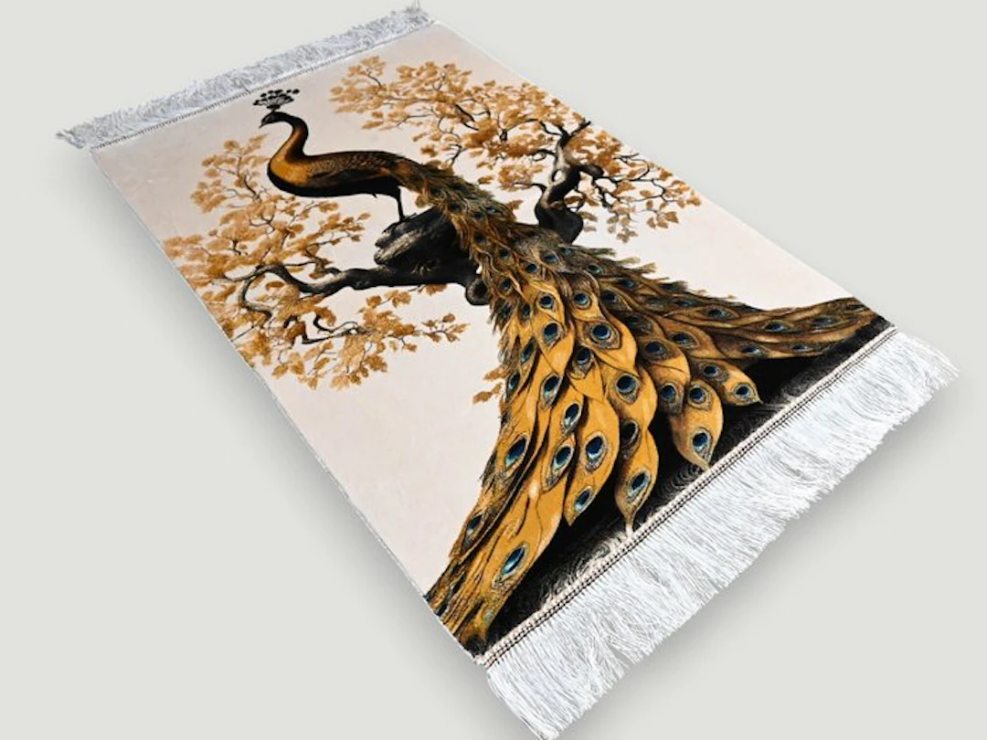 Pictoral silk Peacock - Rug - 90 cm - 60 cm - unused condition
