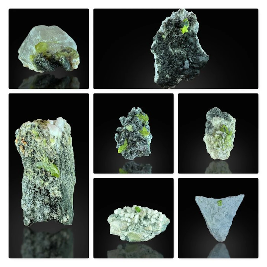 Sphene (Titanite) Crystal Specimen Lot – Green Lustrous...